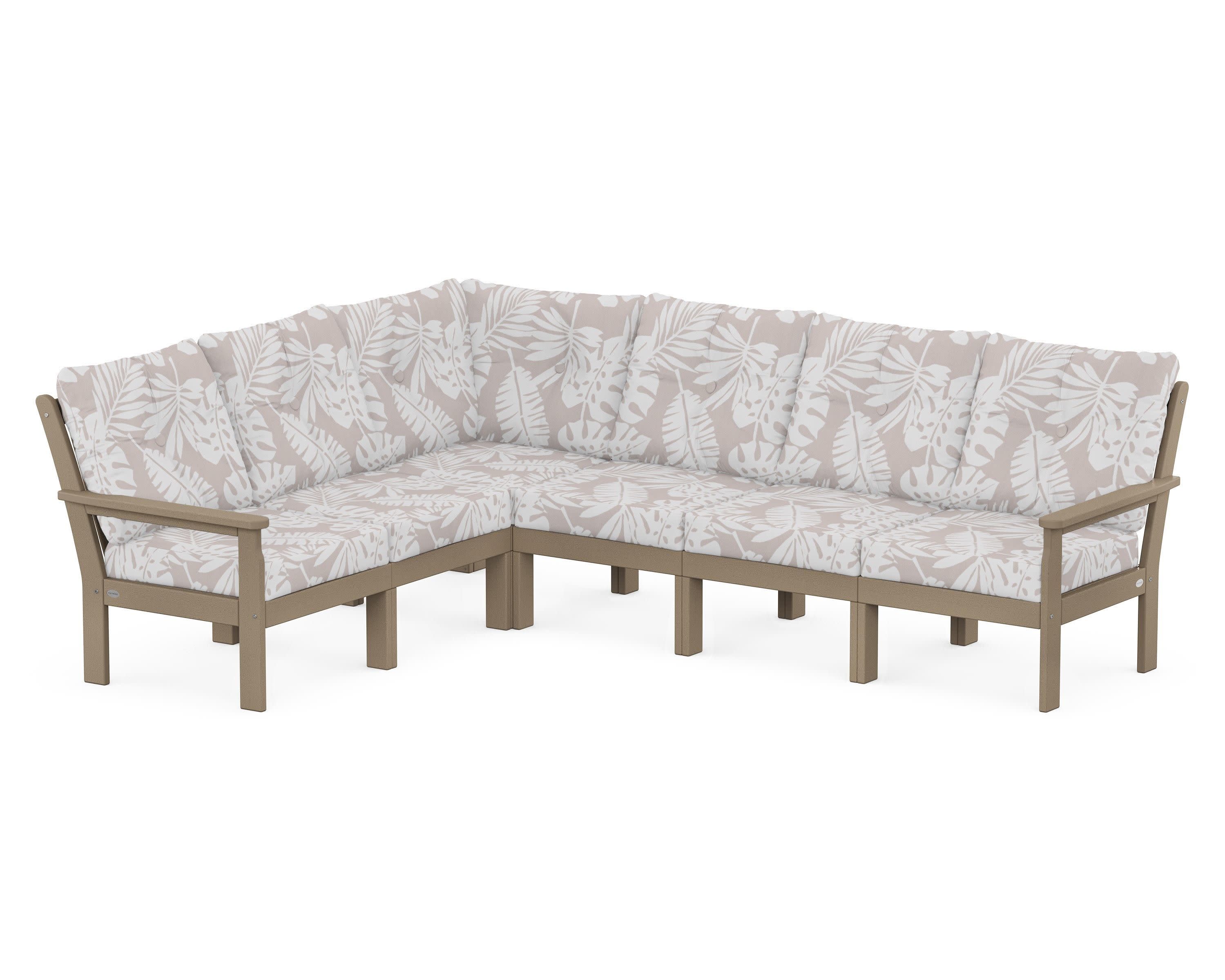 Vineyard 6-Piece Sectional in Vintage Sahara / Leaf Dune Burlap