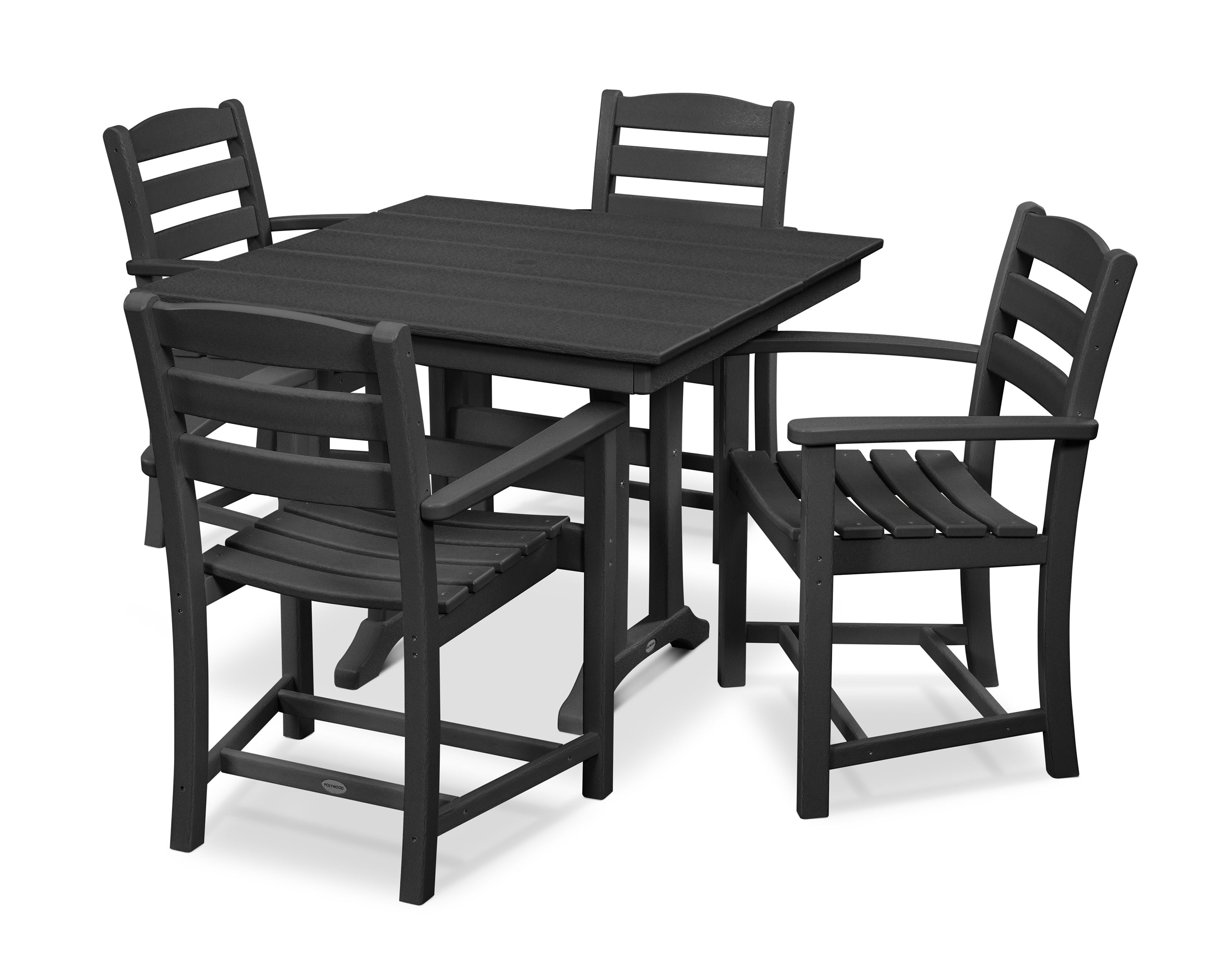 La Casa Caf 5-Piece Farmhouse Trestle Arm Chair Dining Set in Black