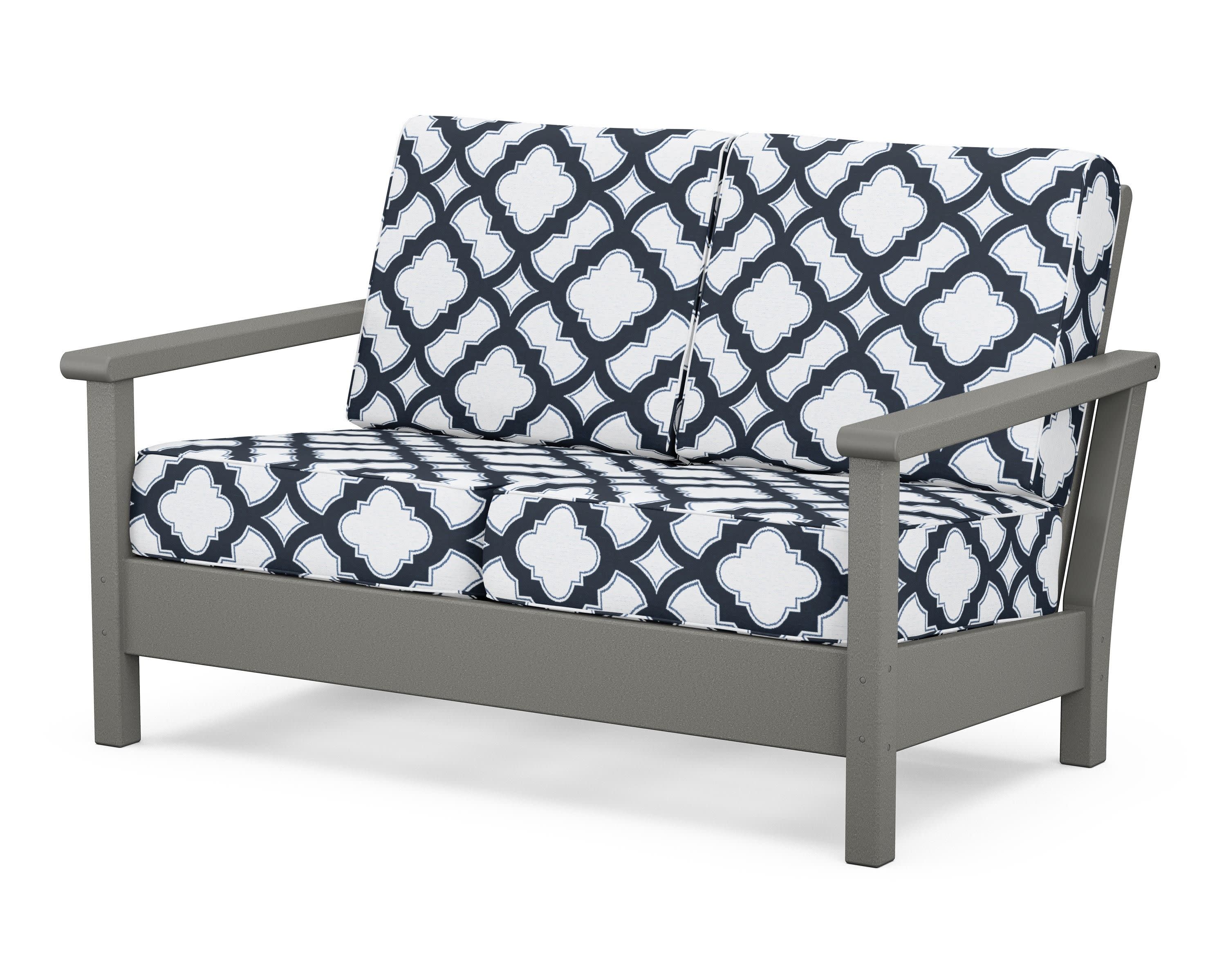 Harbour Deep Seating Loveseat in Slate Grey / Trellis Marine Indigo
