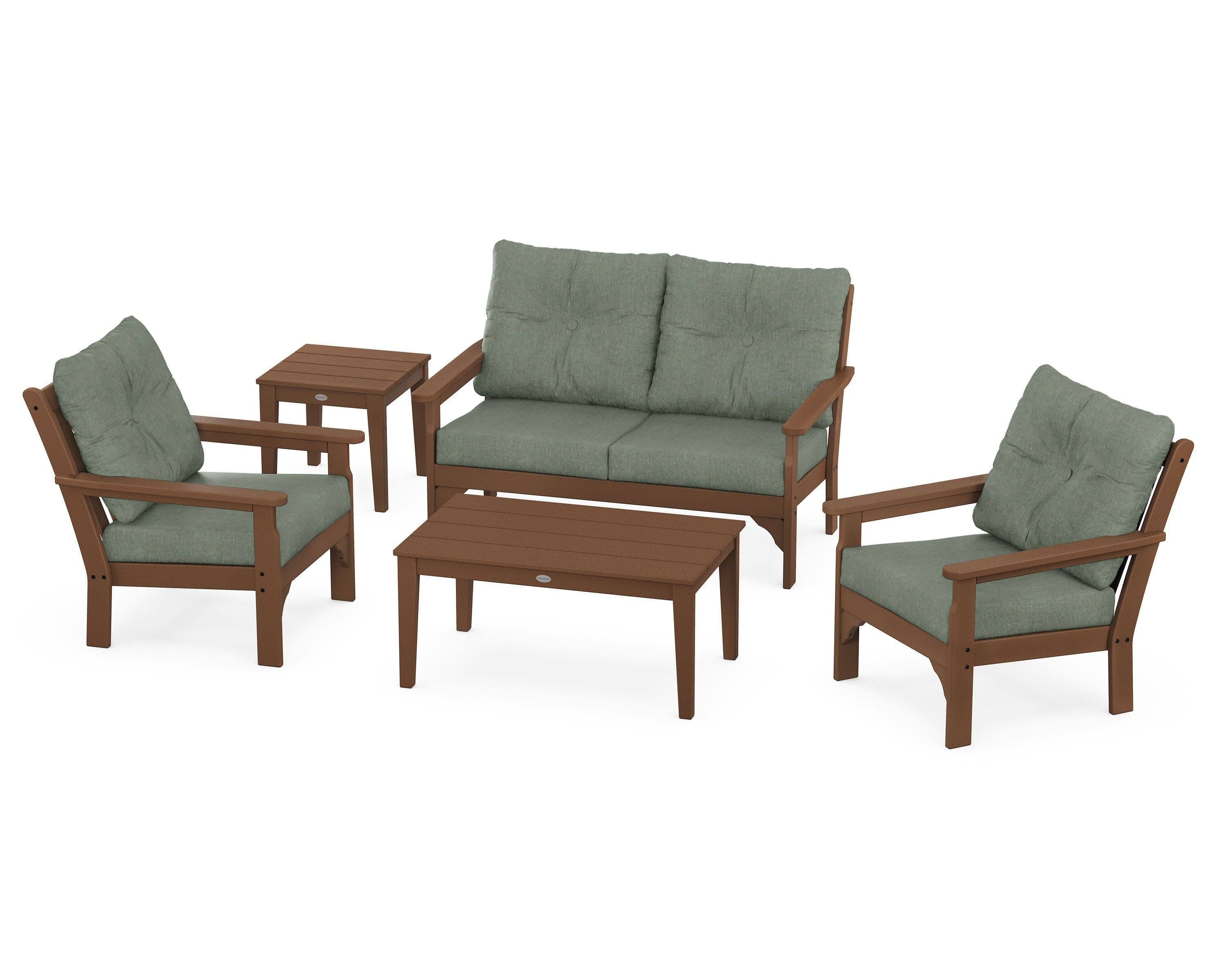 Vineyard 5-Piece Deep Seating Set in Teak / Cast Sage