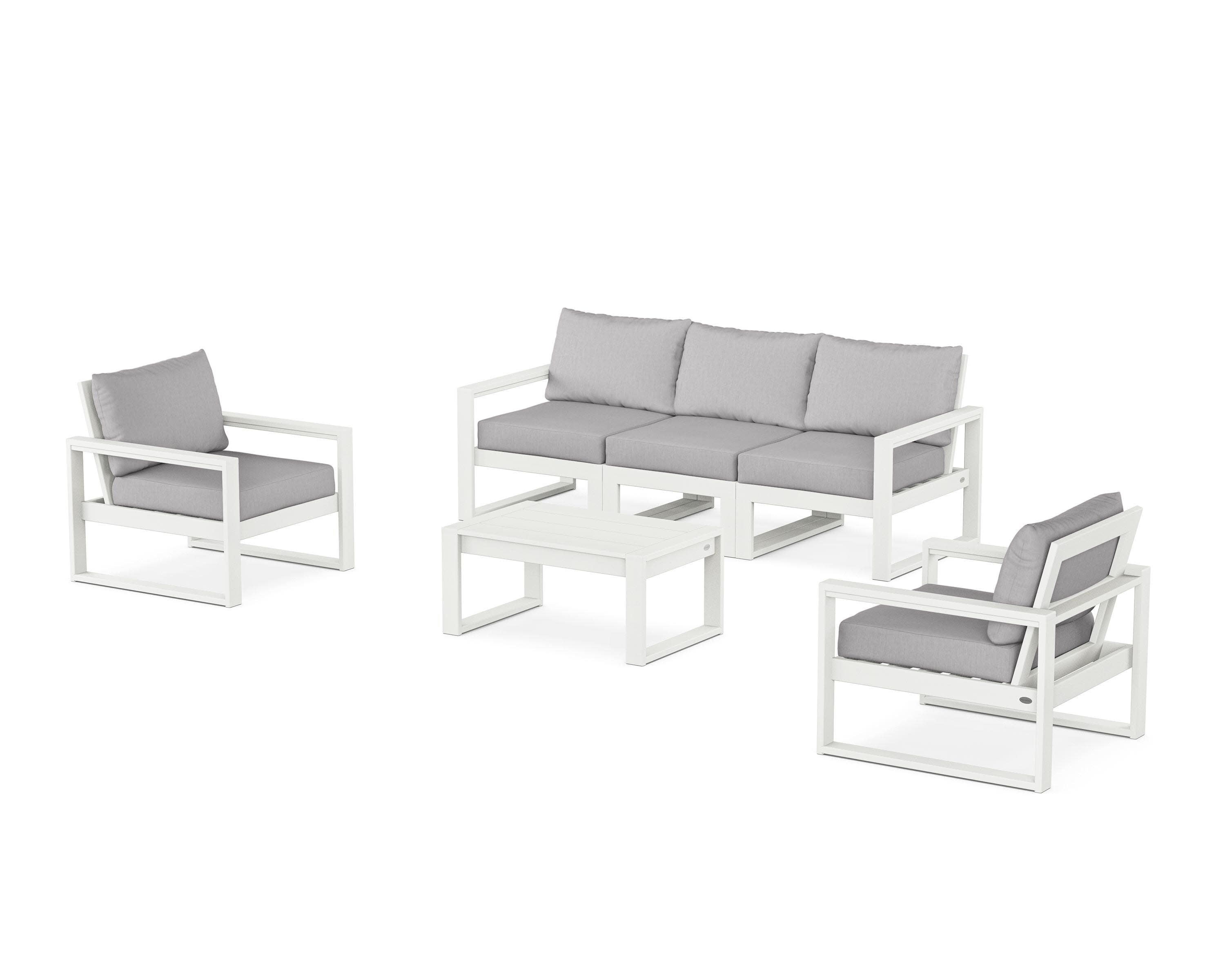 EDGE Sectional 4-Piece Deep Seating Set with Sofa in Vintage White / Granite