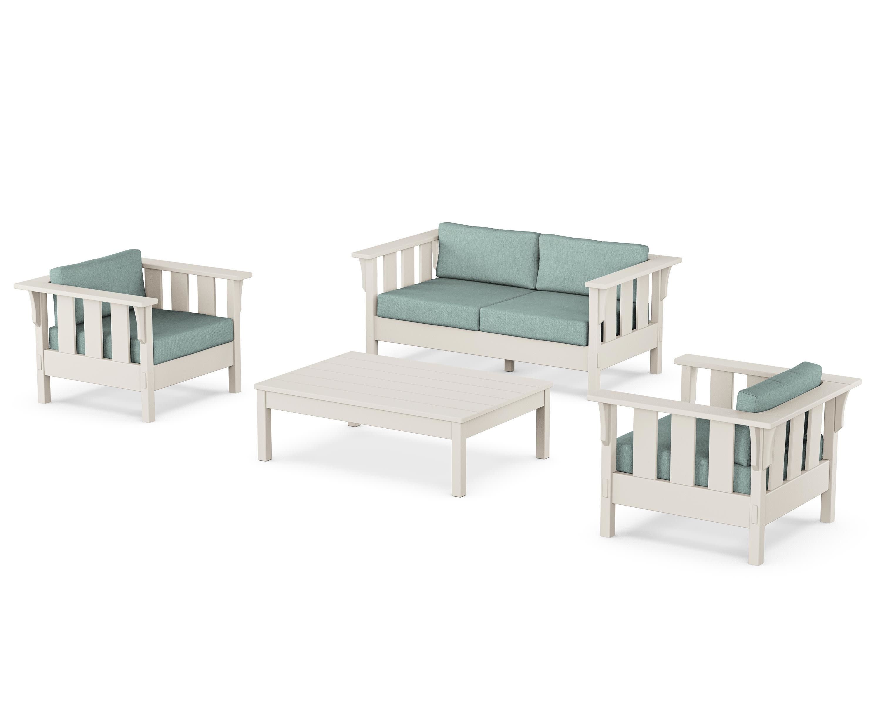Acadia 4-Piece Deep Seating Set with Loveseat in Sand / Glacier Spa