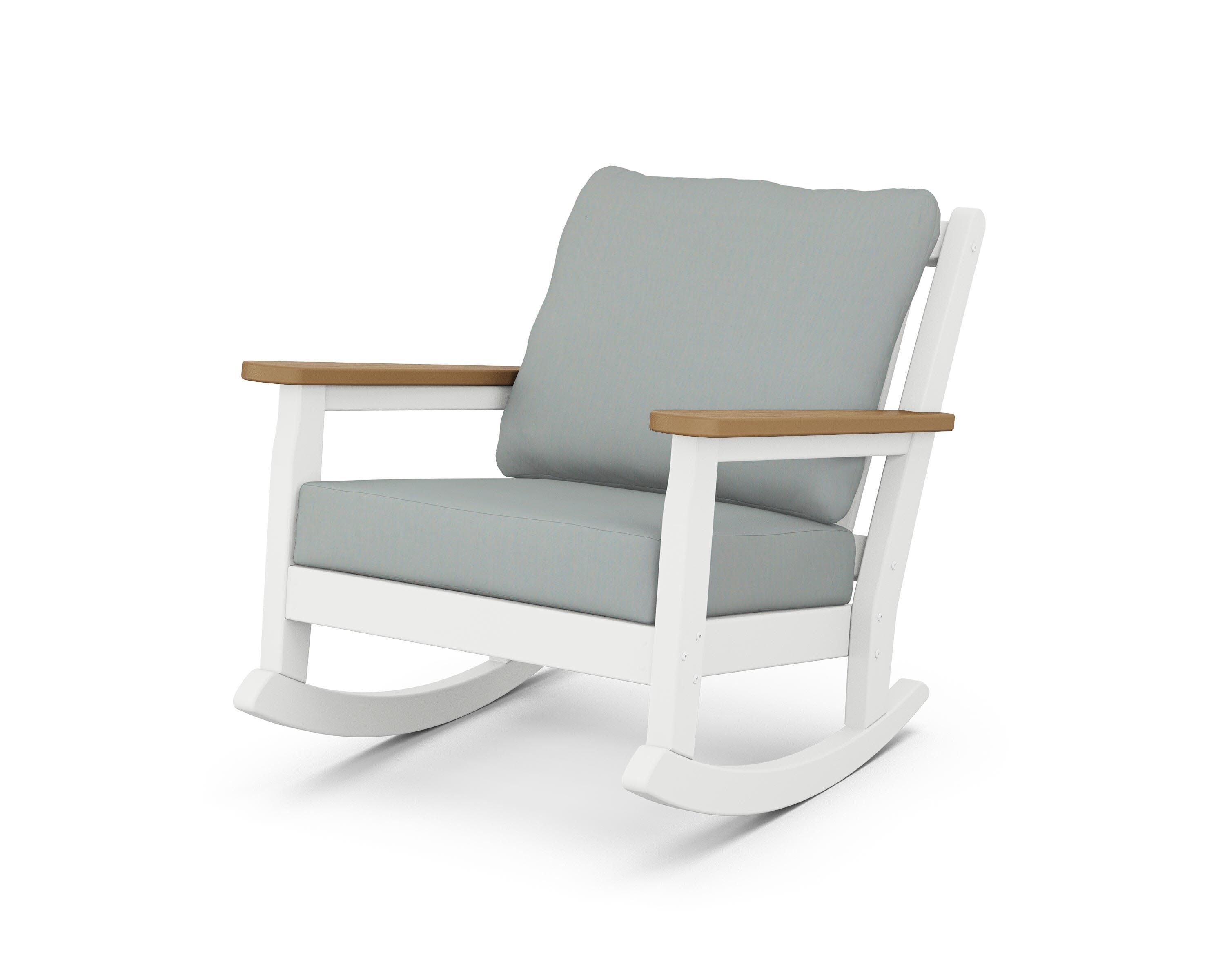 Chippendale Deep Seating Rocking Chair in White / Natural / Spa