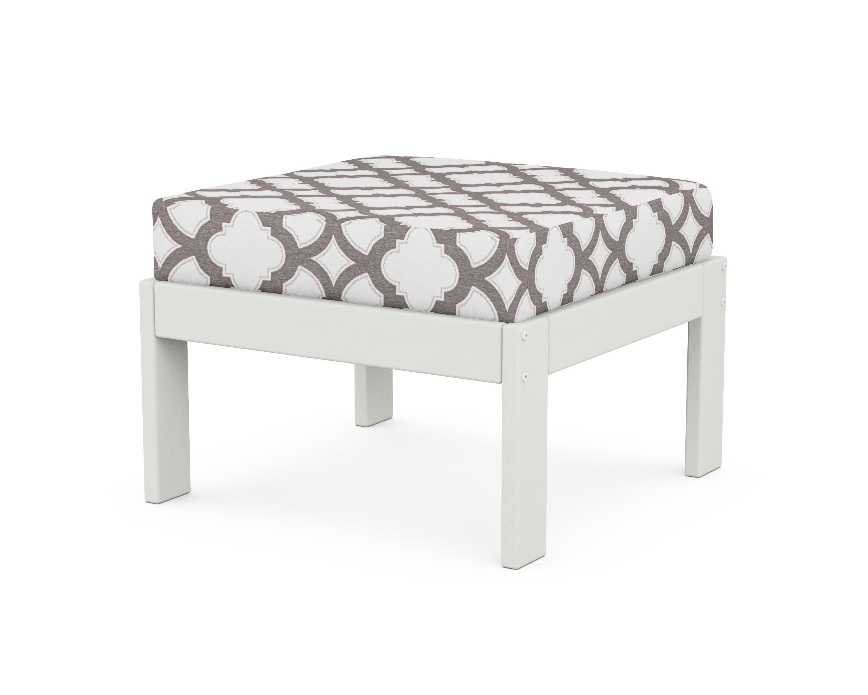 Vineyard Modular Ottoman in Vintage White / Trellis Grey Mist