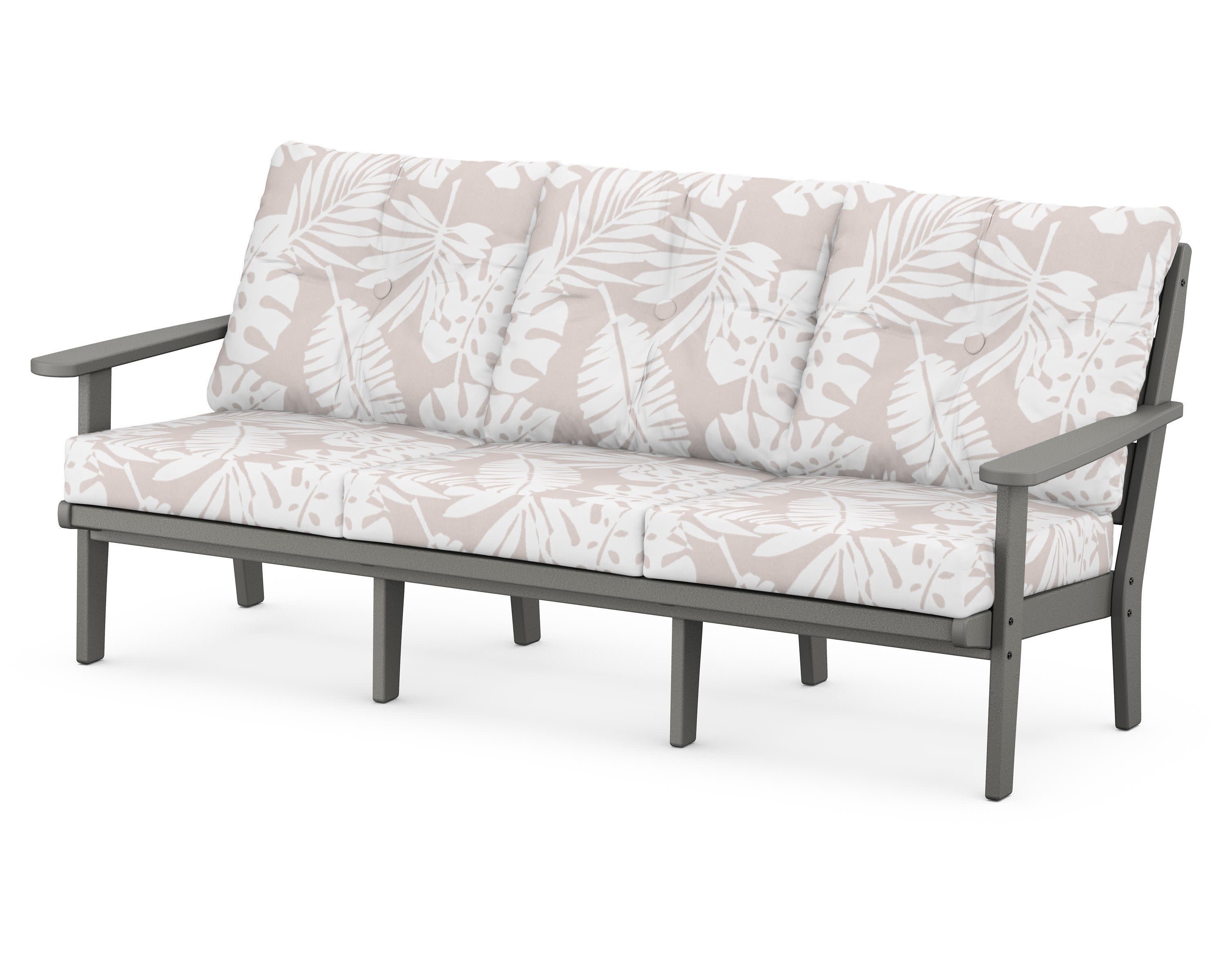 Lakeside Deep Seating Sofa in Slate Grey / Leaf Dune Burlap