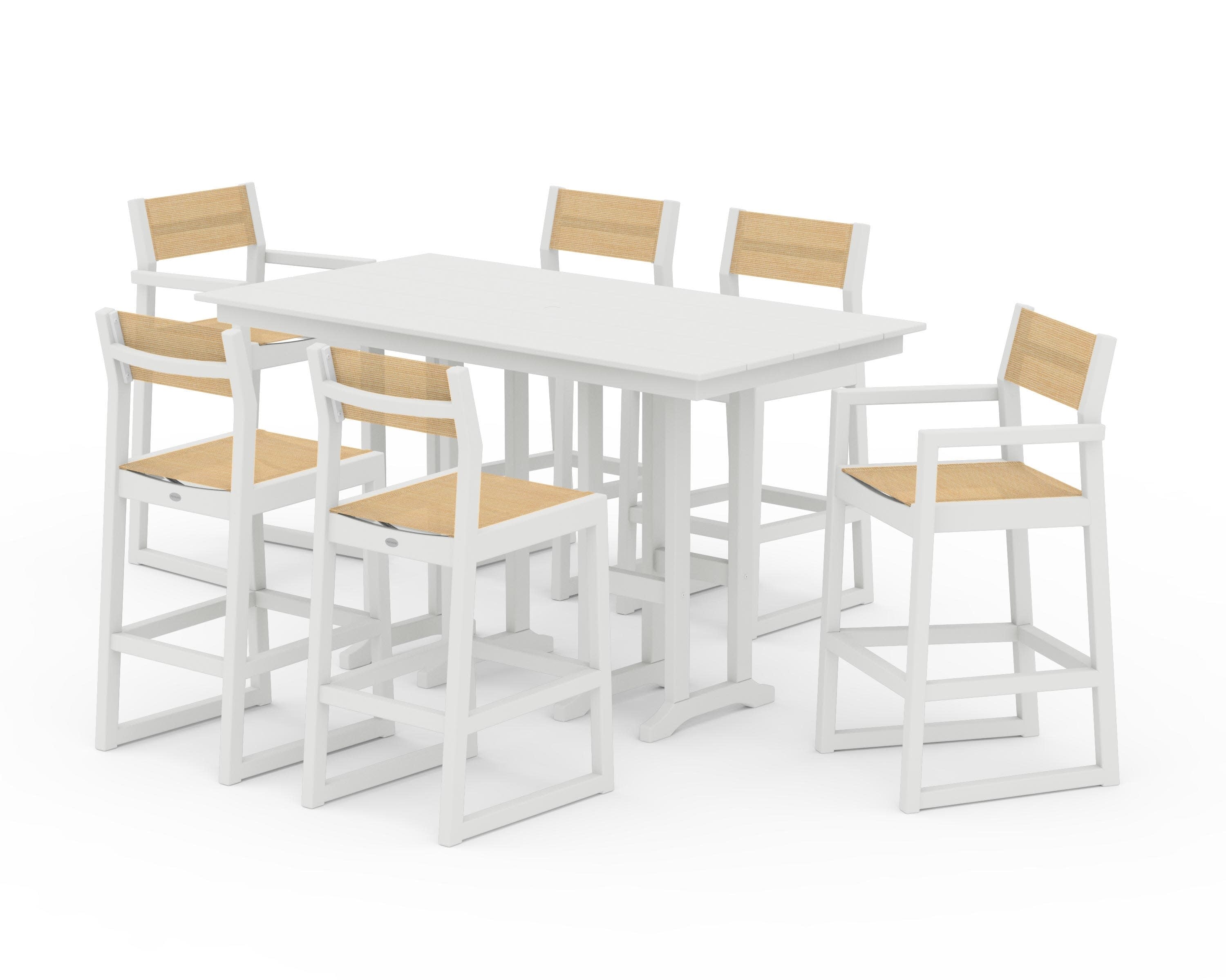 EDGE Sling 7-Piece Farmhouse Bar Set in Vintage White / Dupioni Apricot Sling