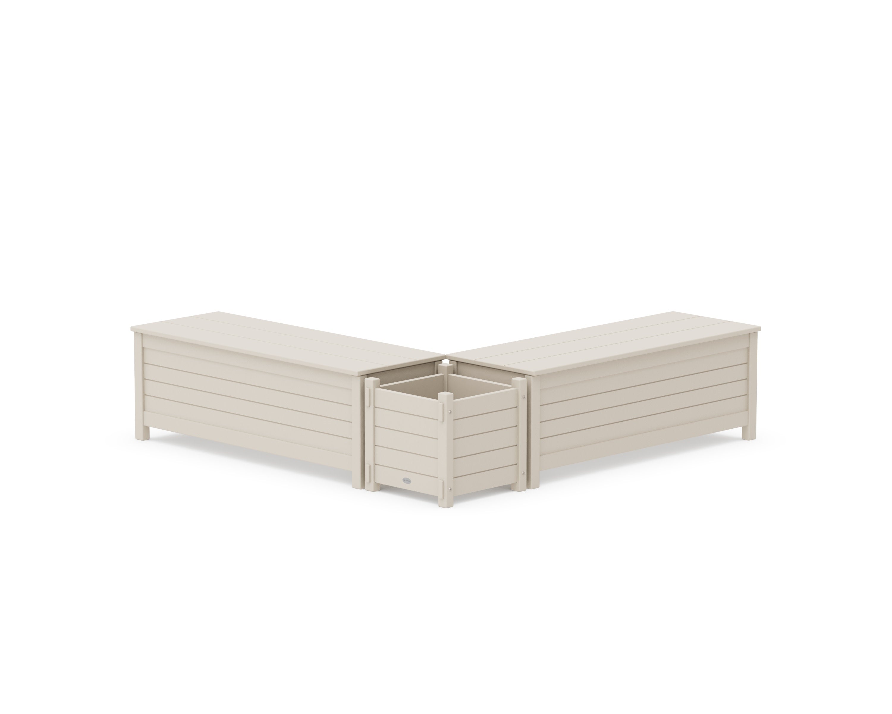 48" Nautical L- Shaped Planter Storage Bench Set in Sand