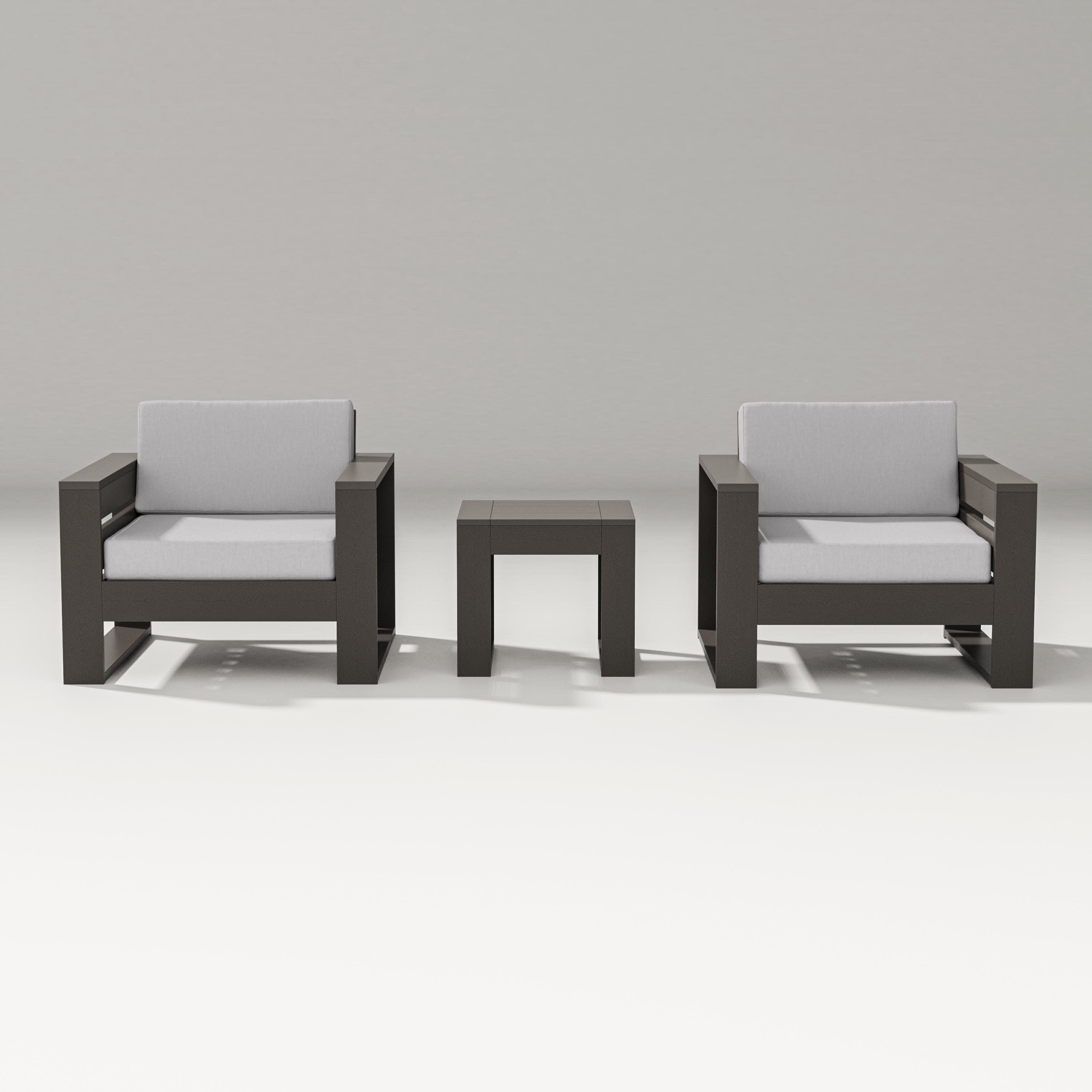 Latitude 3-Piece Lounge Chair Set in Vintage Coffee / Granite
