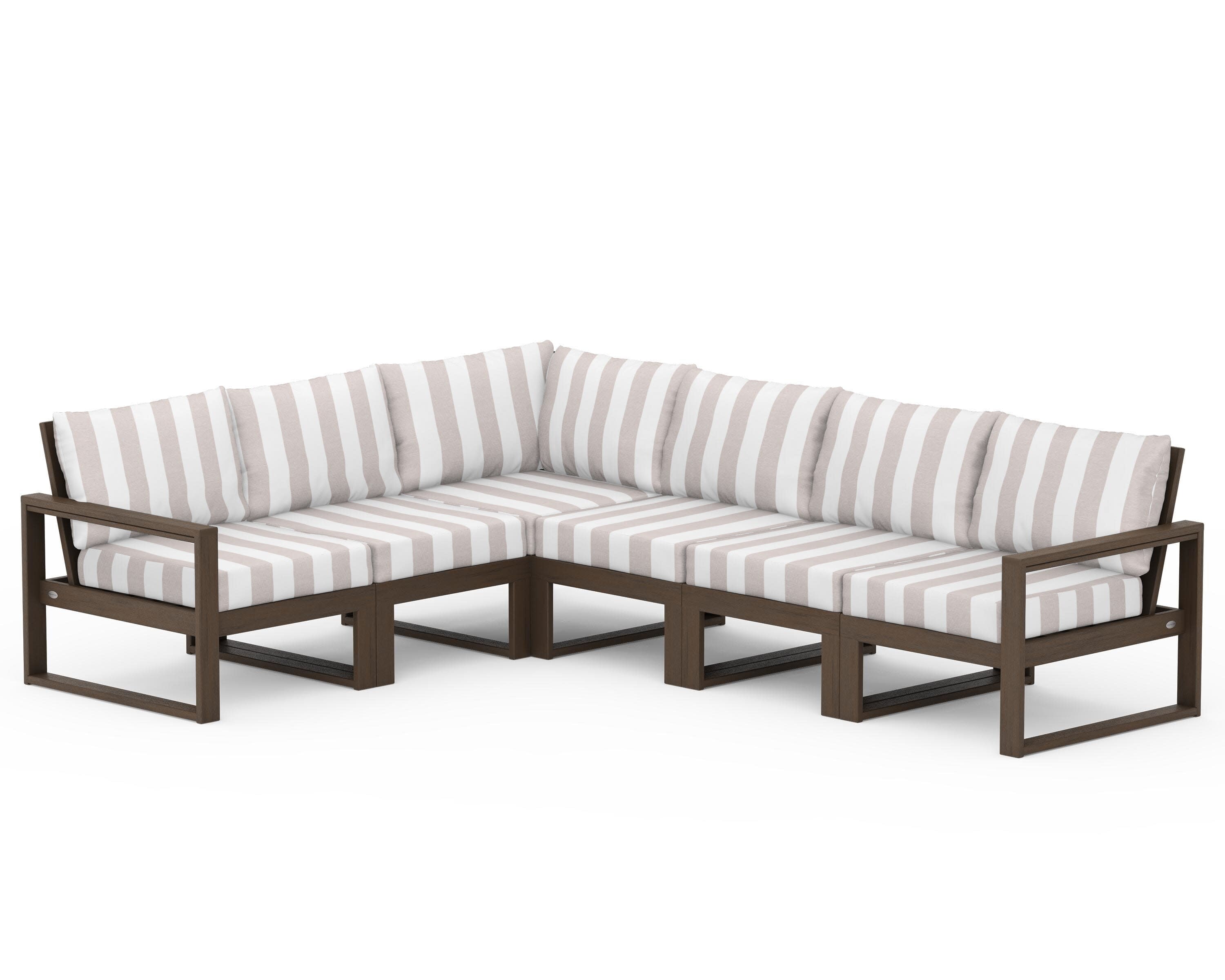EDGE 6-Piece Modular Deep Seating Set in Kona / Cabana Stripe Dune Burlap