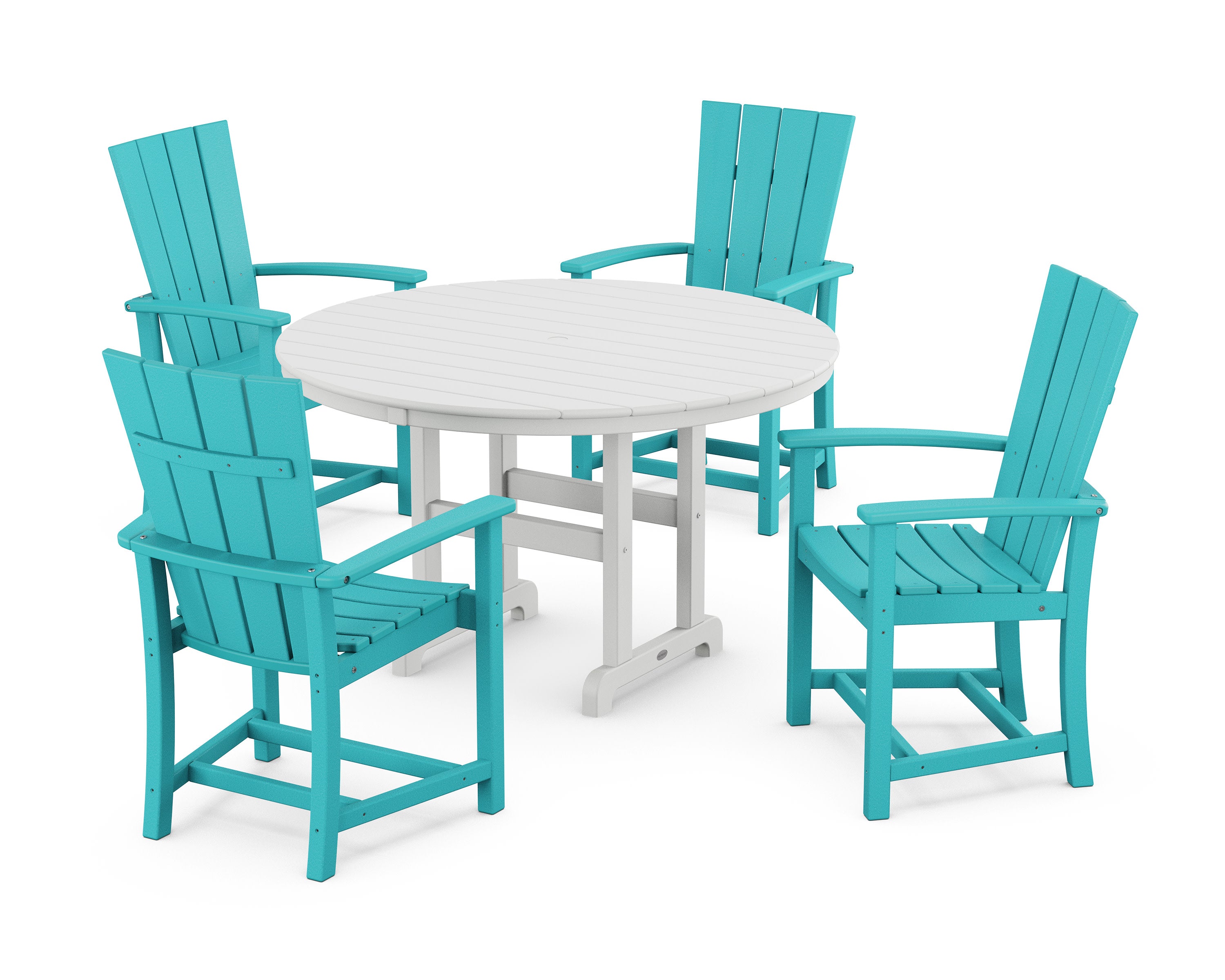Quattro 5-Piece Round Farmhouse Dining Set in Aruba / White