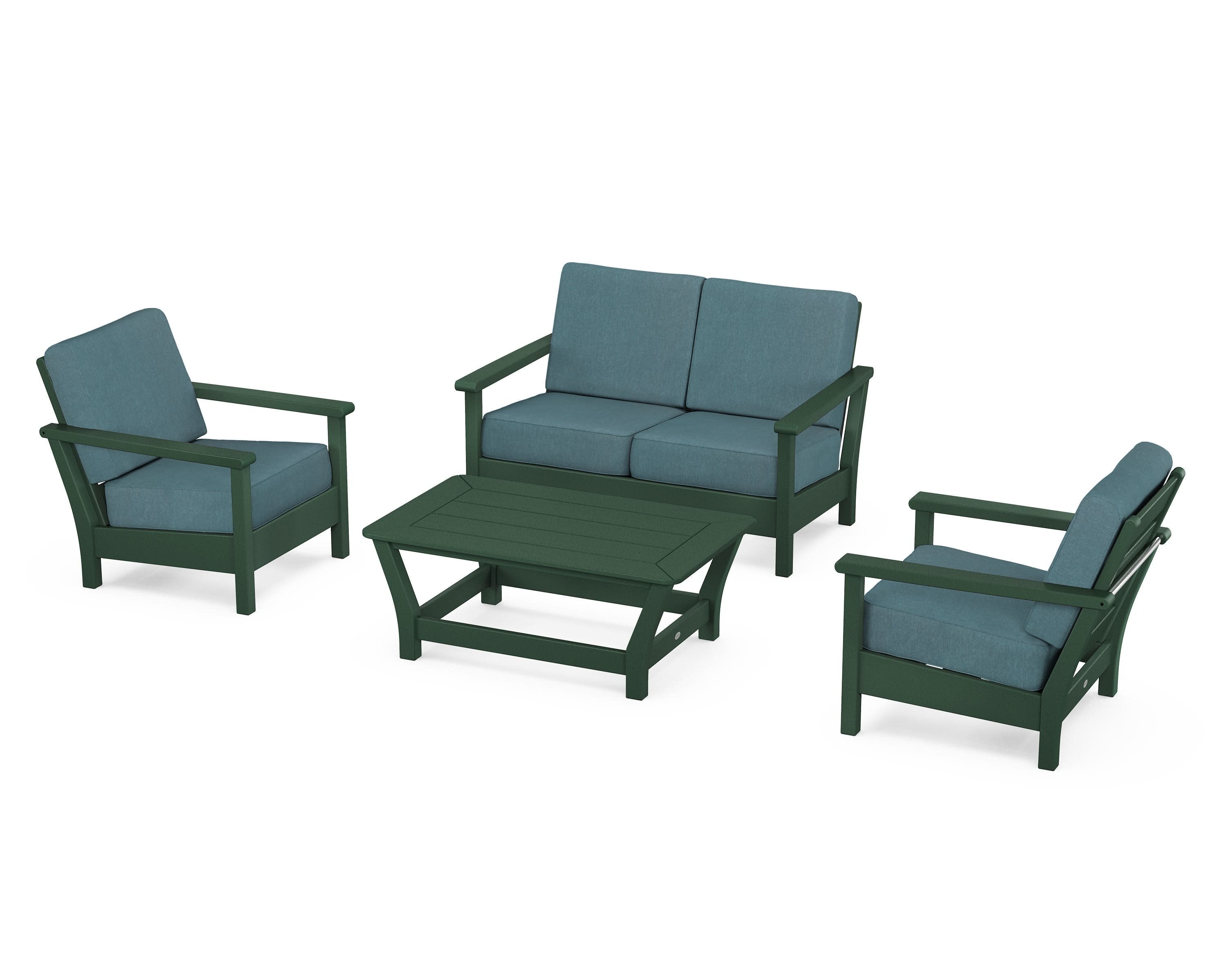 Harbour 4-Piece Deep Seating Set in Green / Ocean Teal