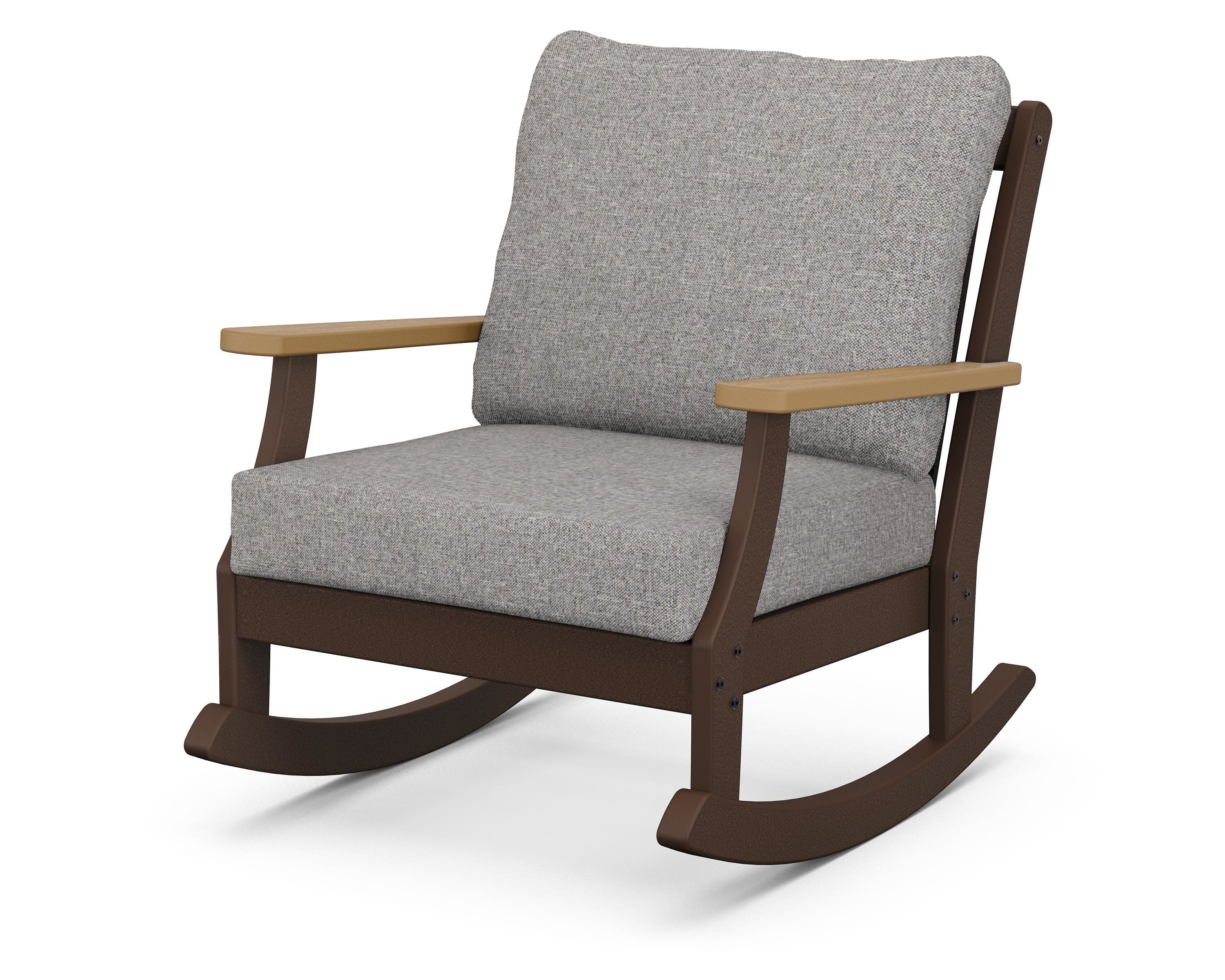 Braxton Deep Seating Rocking Chair in Mahogany / Natural / Grey Mist