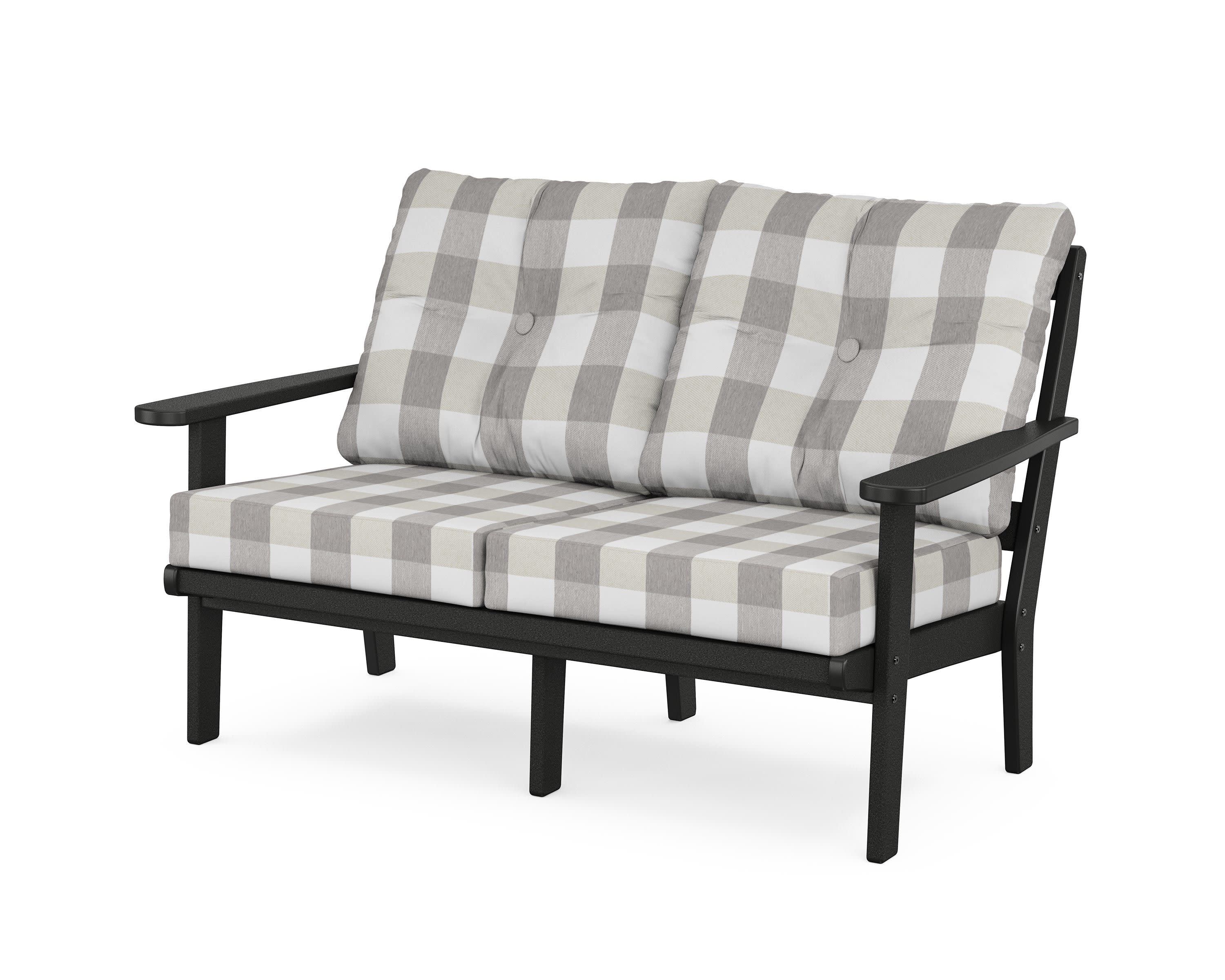Mission Deep SeatingLoveseat in Black / Buffalo Plaid Grey Mist