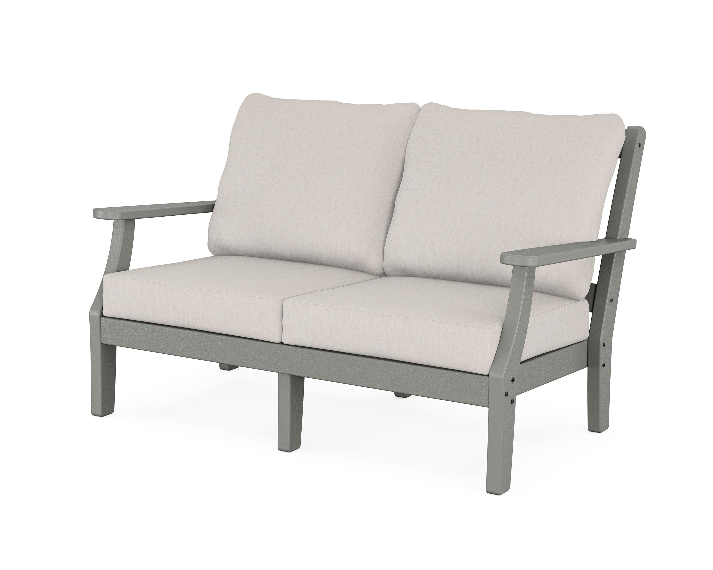 Chinoiserie Deep Seating Loveseat in Slate Grey / Cast Ash