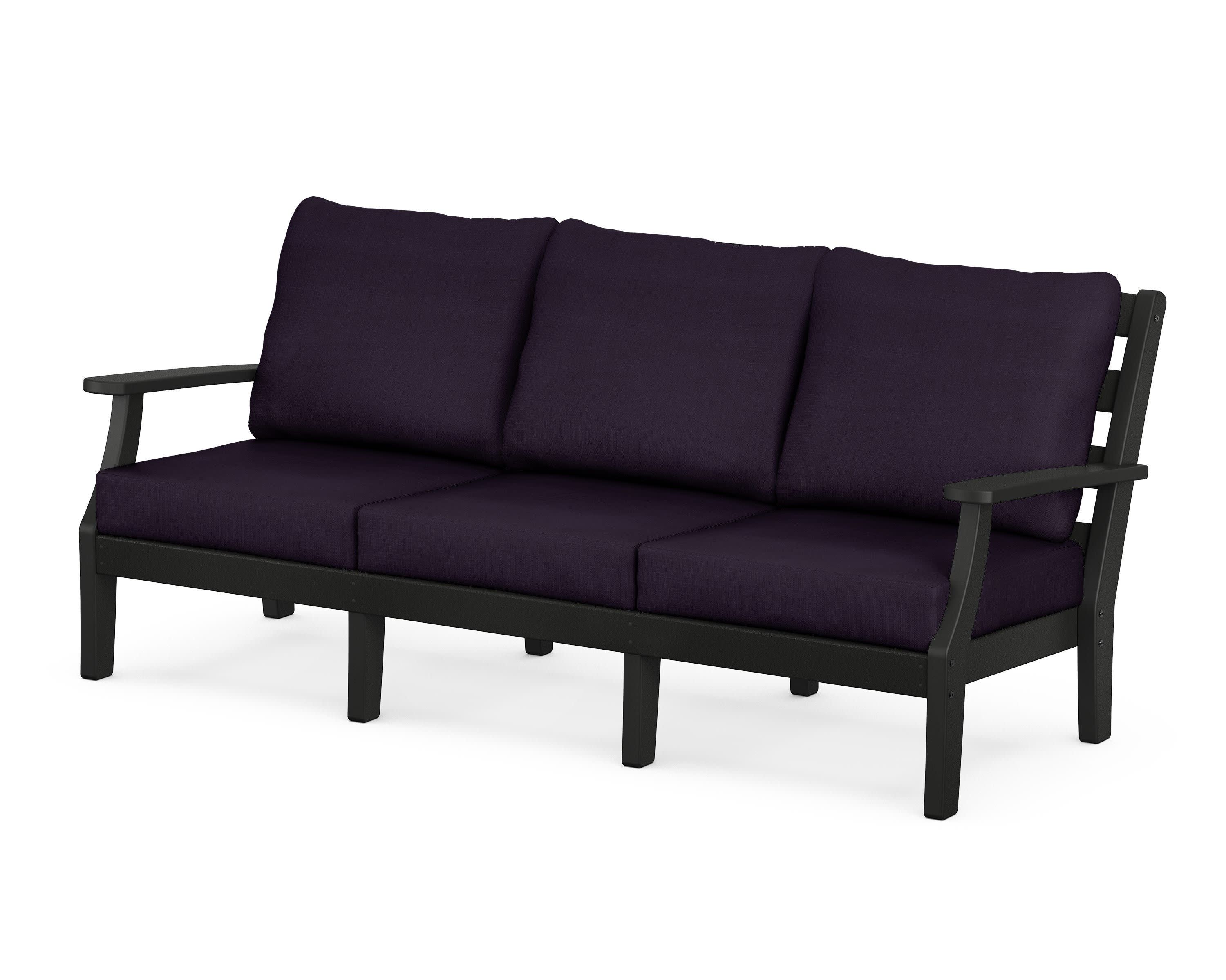 Chesapeake Deep Seating Sofa in Black / Navy Linen