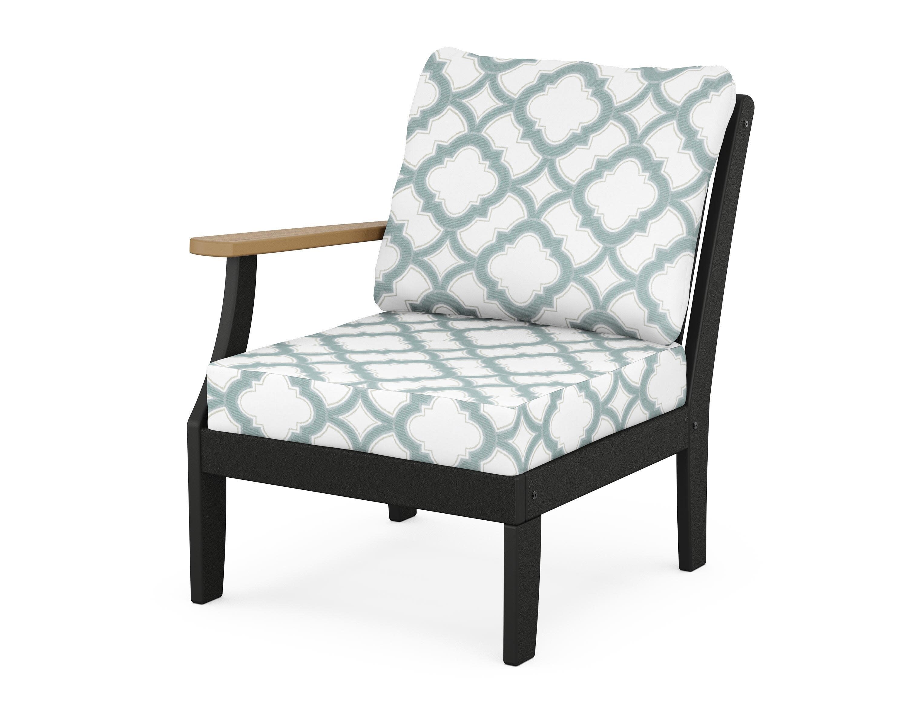 Braxton Modular Left Arm Chair in Black / Natural / Trellis Glacier Spa