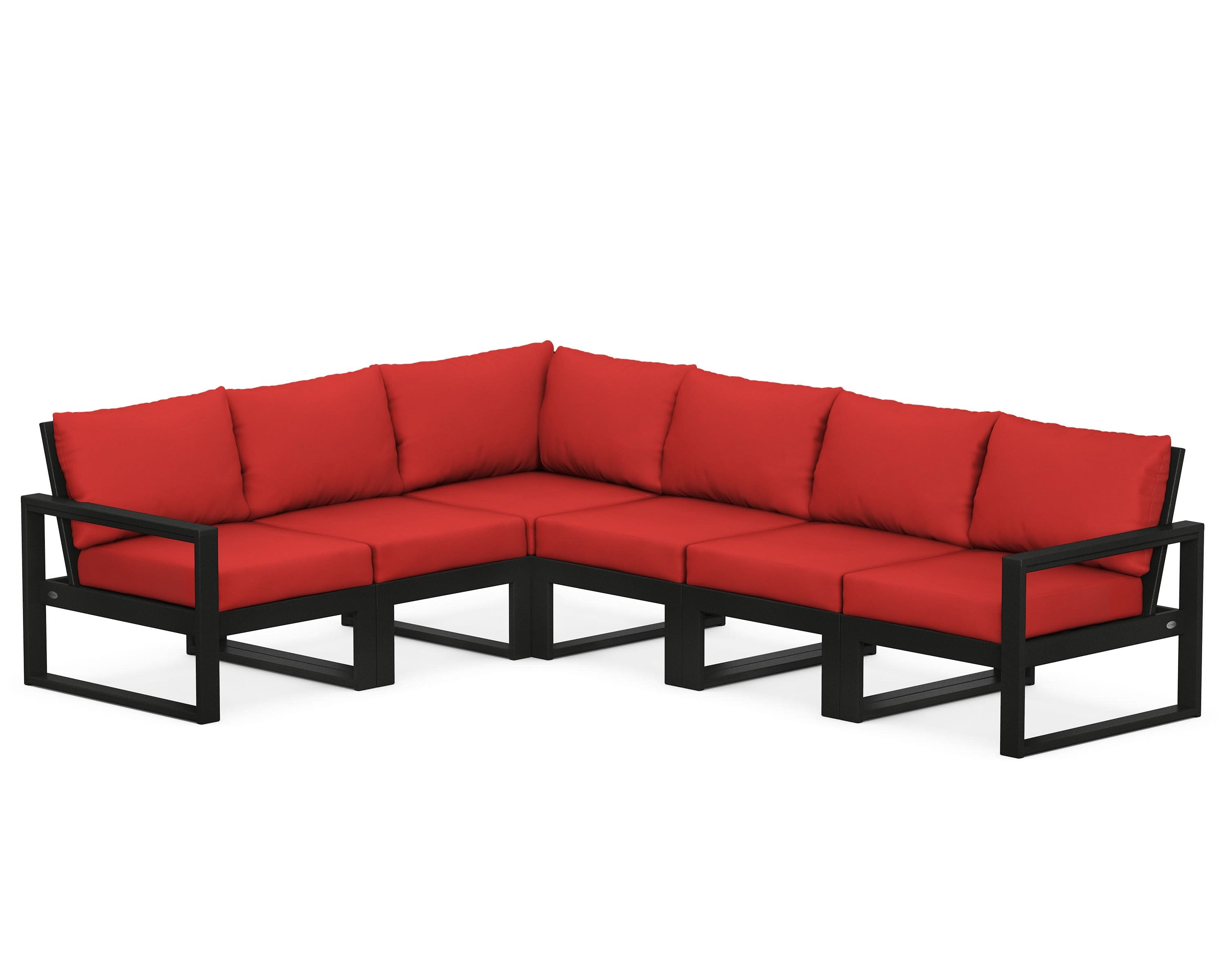 EDGE 6-Piece Modular Deep Seating Set in Black / Crimson Linen