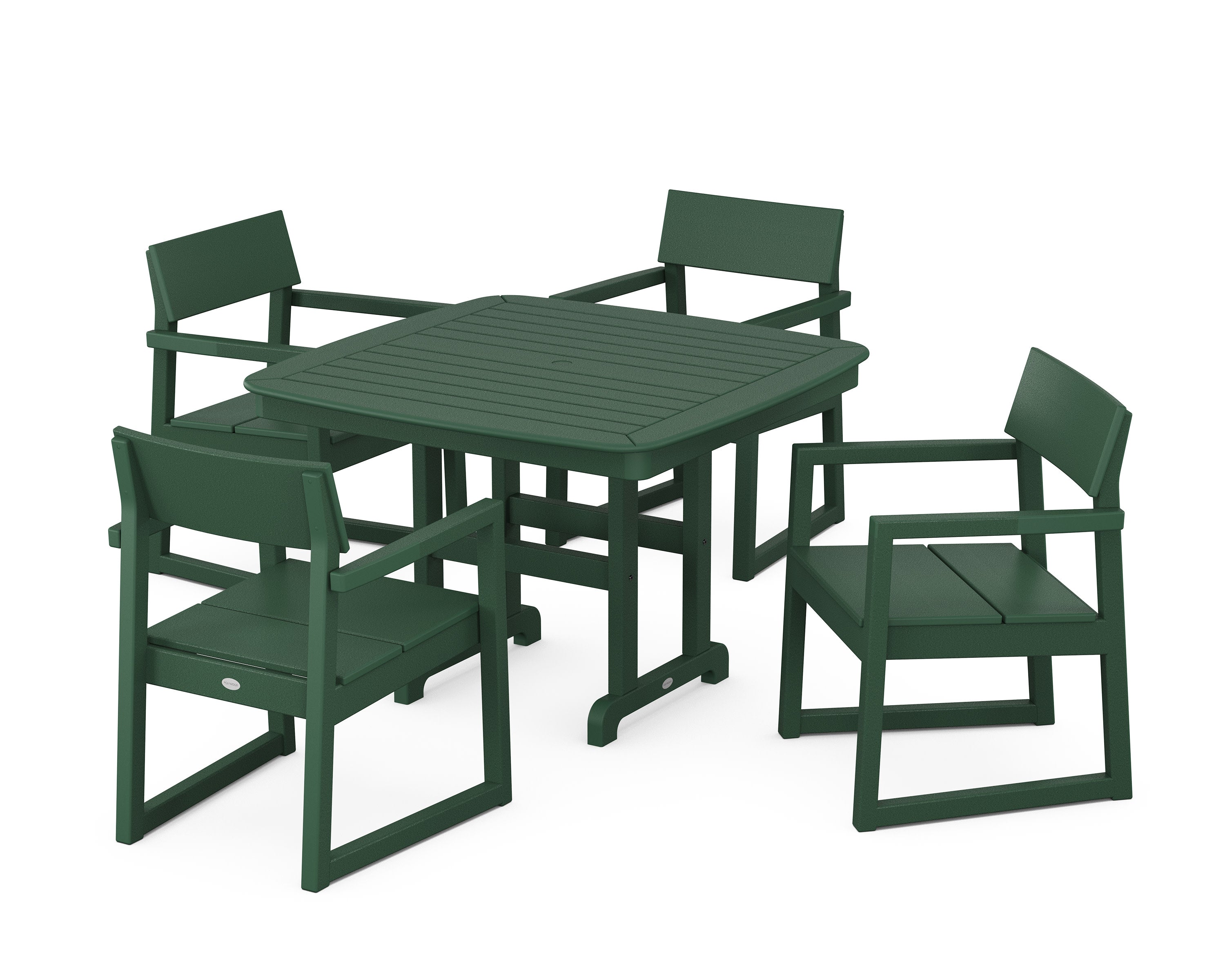 EDGE 5-Piece Dining Set with Trestle Legs in Green