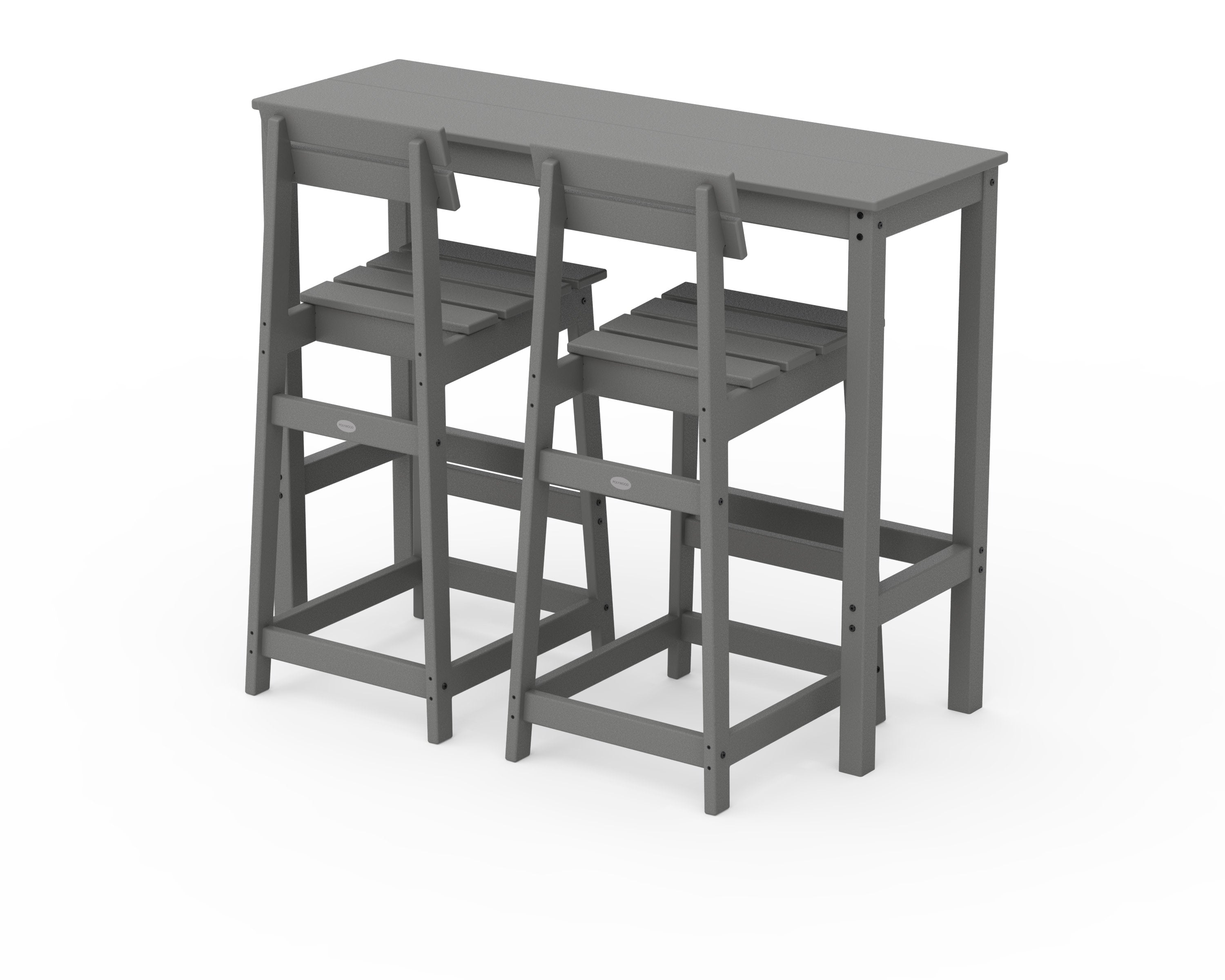 Modern Studio Plaza Bar Chair 3-Piece Balcony Set in Slate Grey