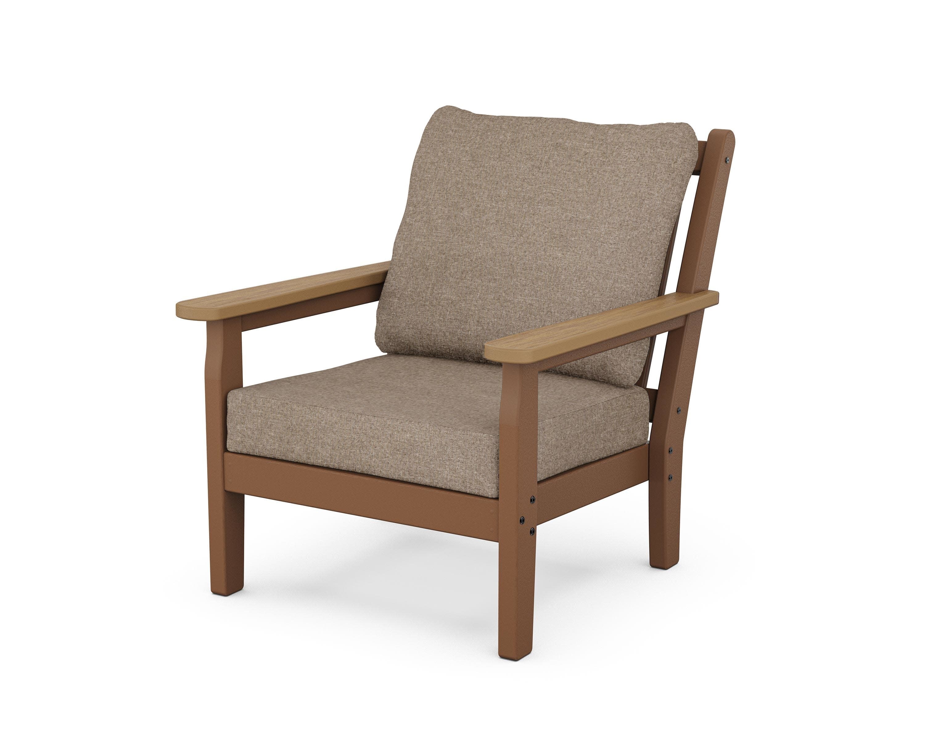 Chippendale Deep Seating Chair in Teak / Natural / Spiced Burlap