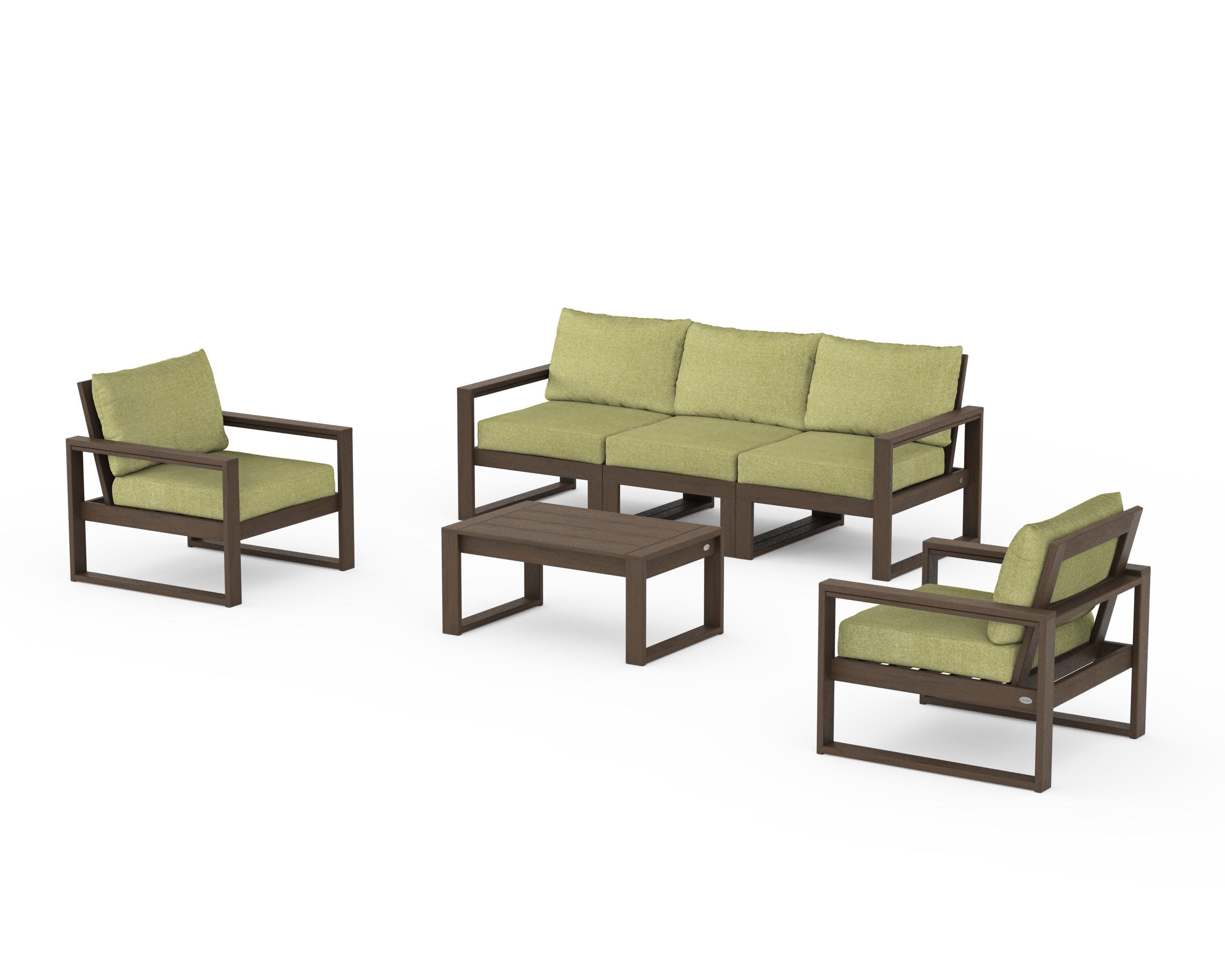 EDGE Sectional 4-Piece Deep Seating Set with Sofa in Kona / Chartreuse Boucle