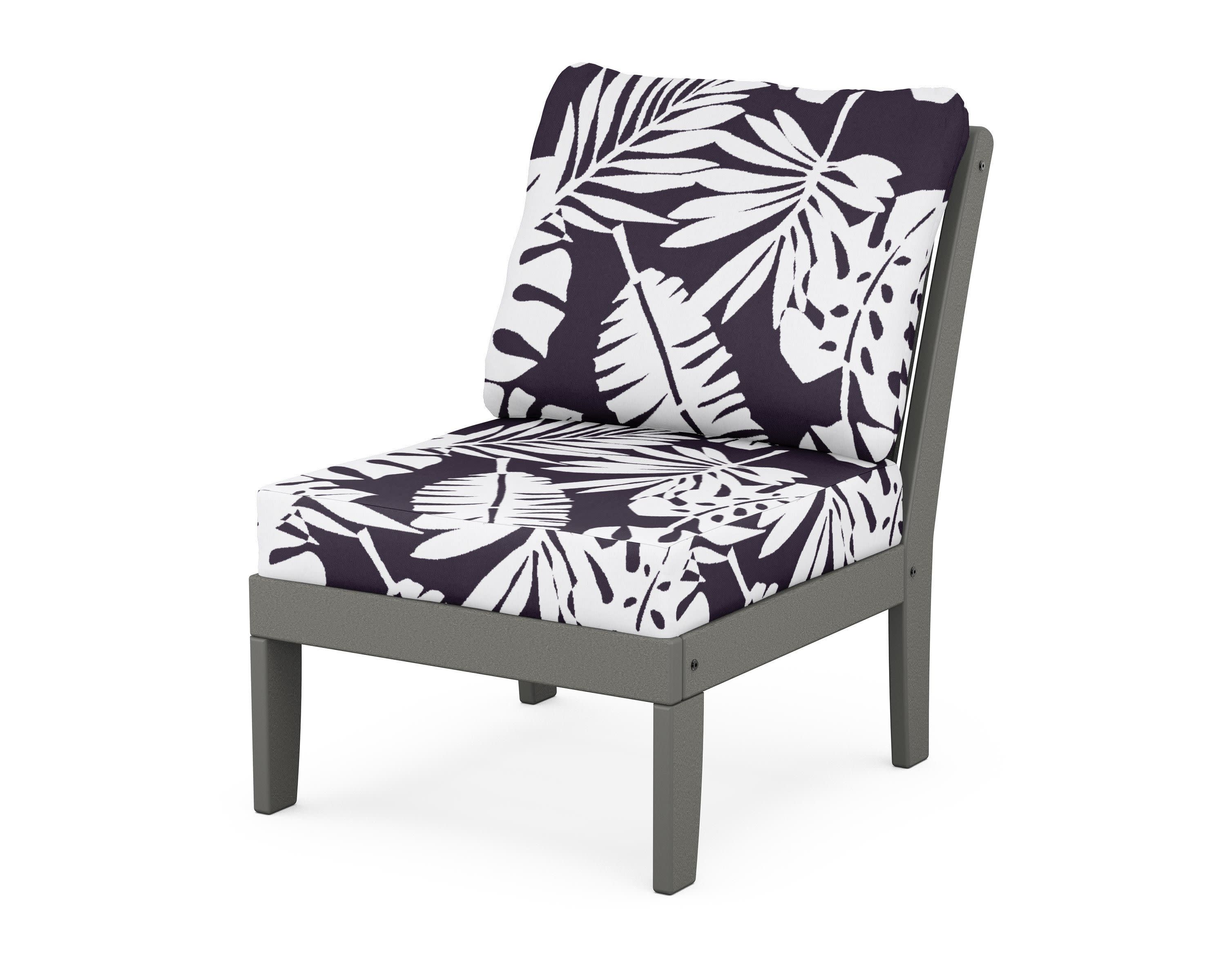 Braxton Modular Armless Chair in Slate Grey / Leaf Navy