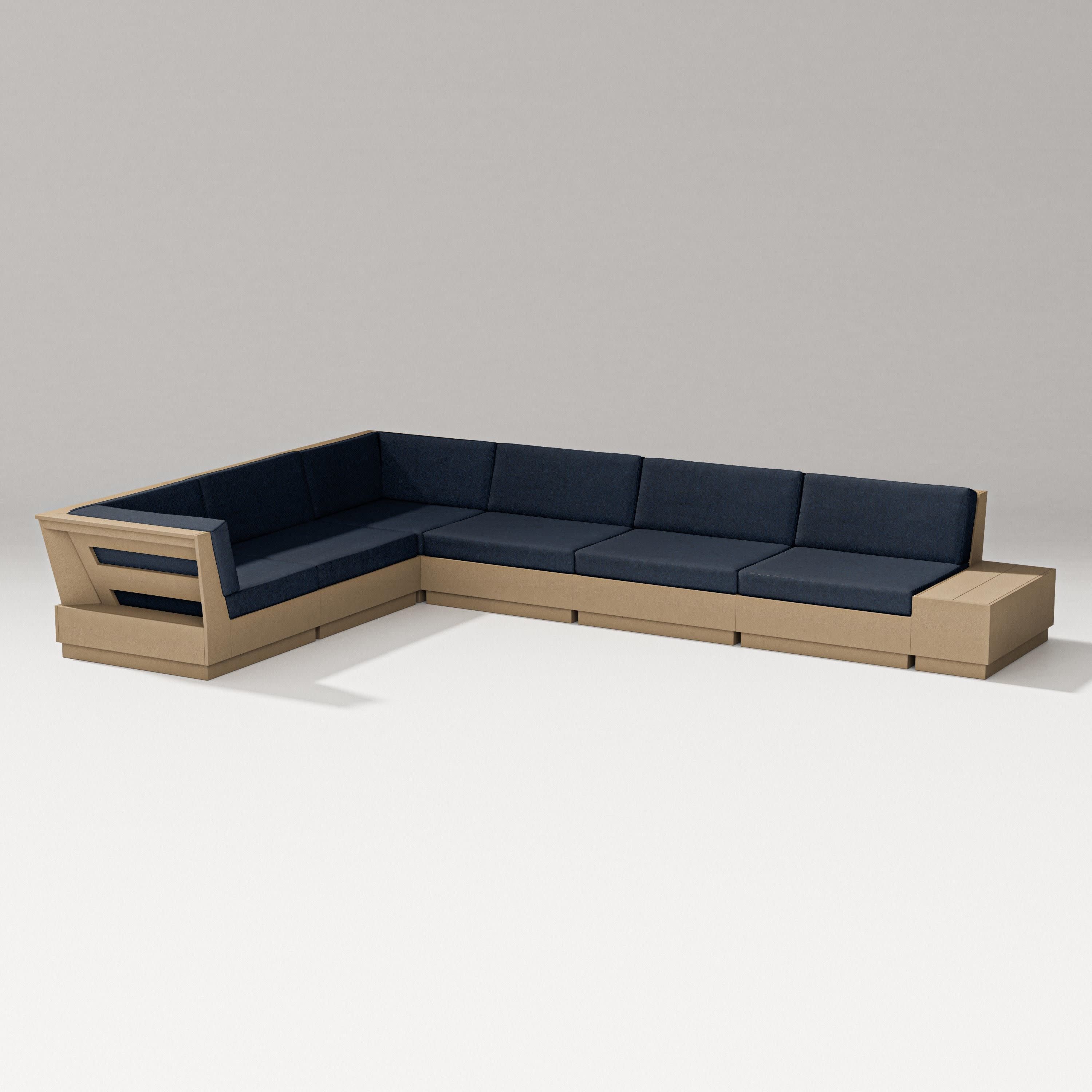 Elevate 7-Piece Corner Sectional in Vintage Sahara / Marine Indigo