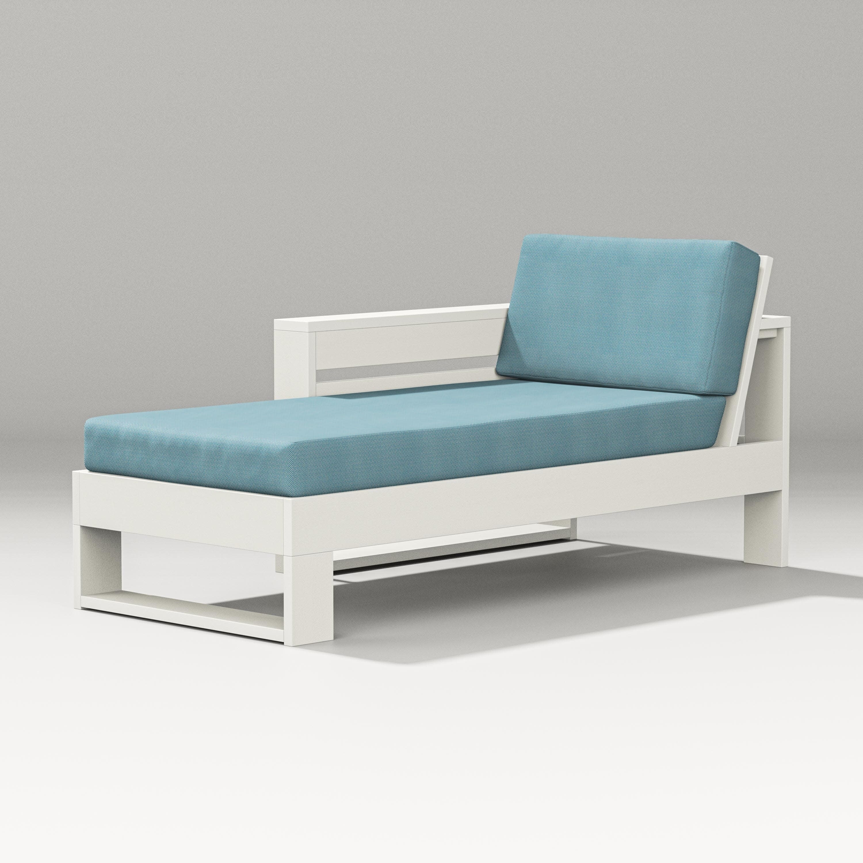 Latitude Modular Left Arm Chaise in Vintage White / Lattice Sky Blue