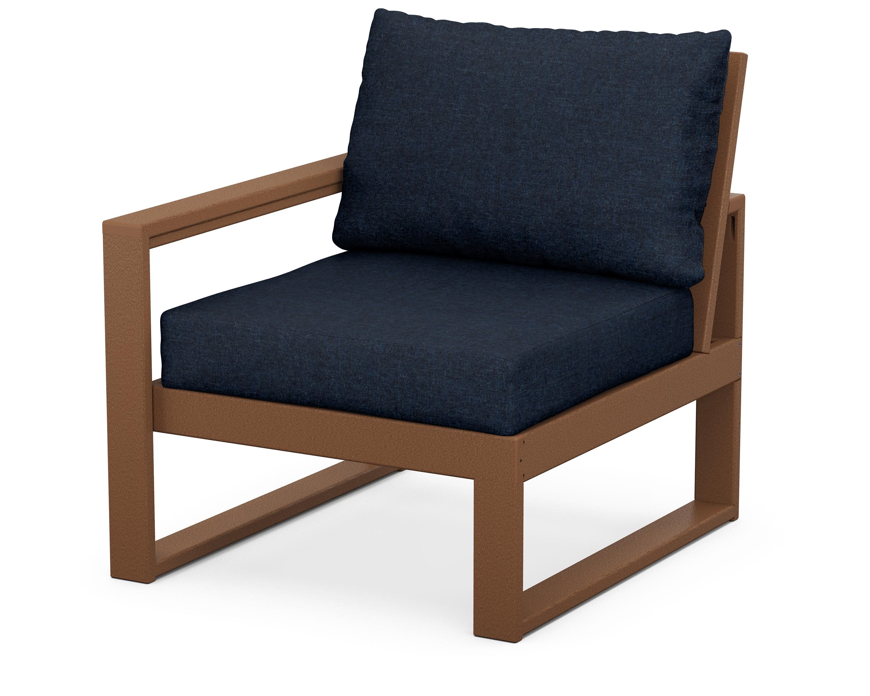 EDGE Modular Left Arm Chair in Teak / Marine Indigo
