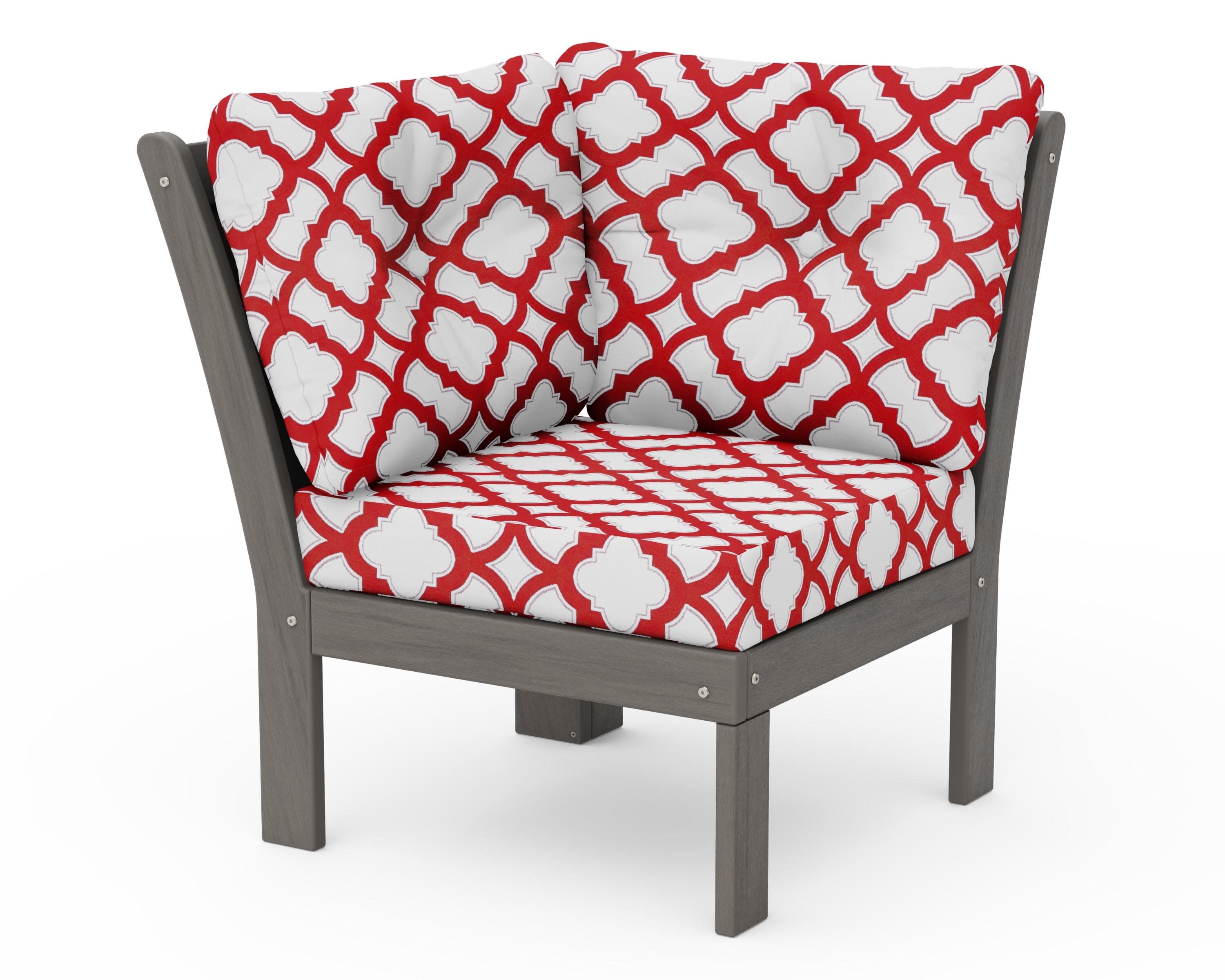 Vineyard Modular Corner Chair in Driftwood / Trellis Crimson