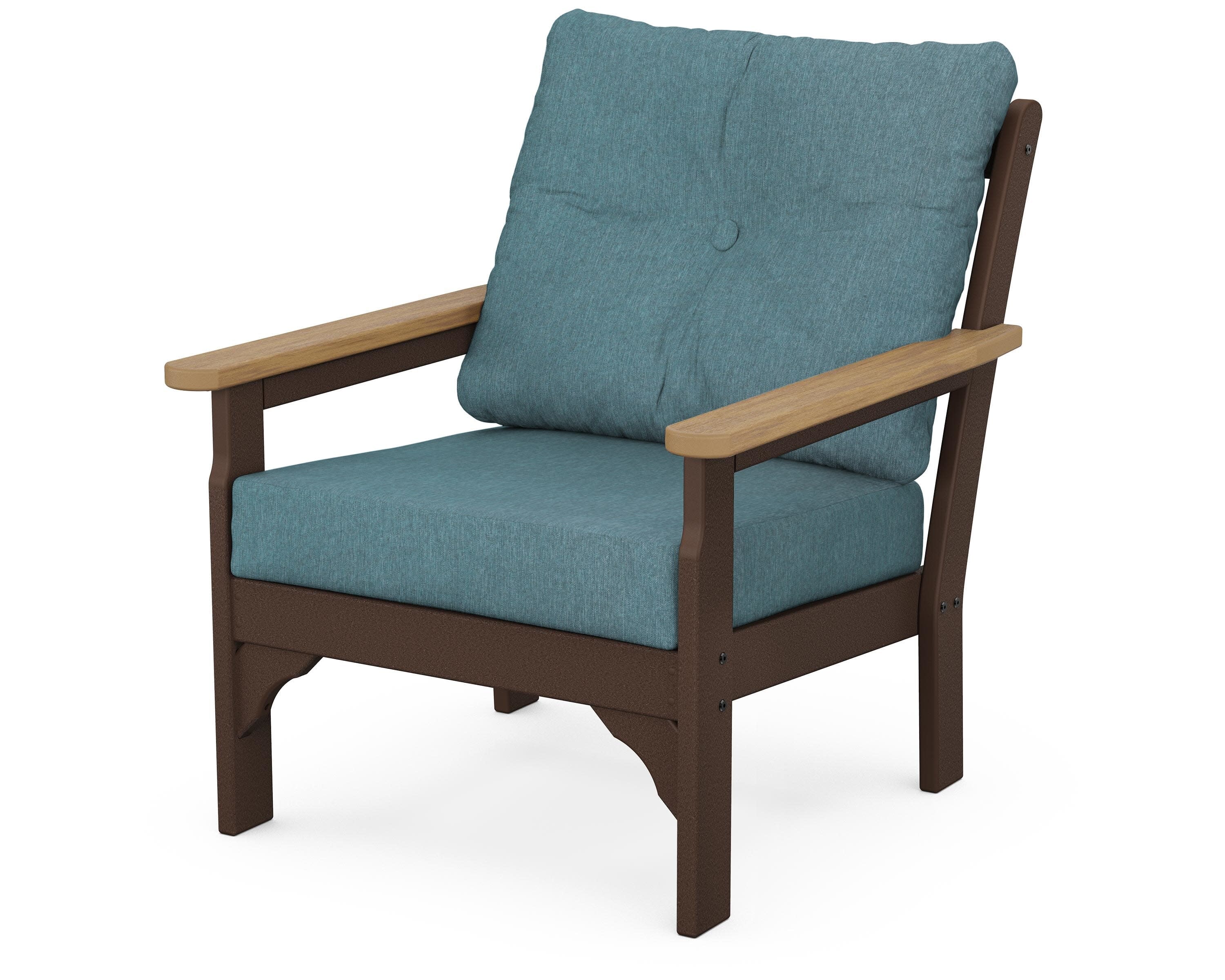 Vineyard Deep Seating Chair in Mahogany / Natural / Ocean Teal
