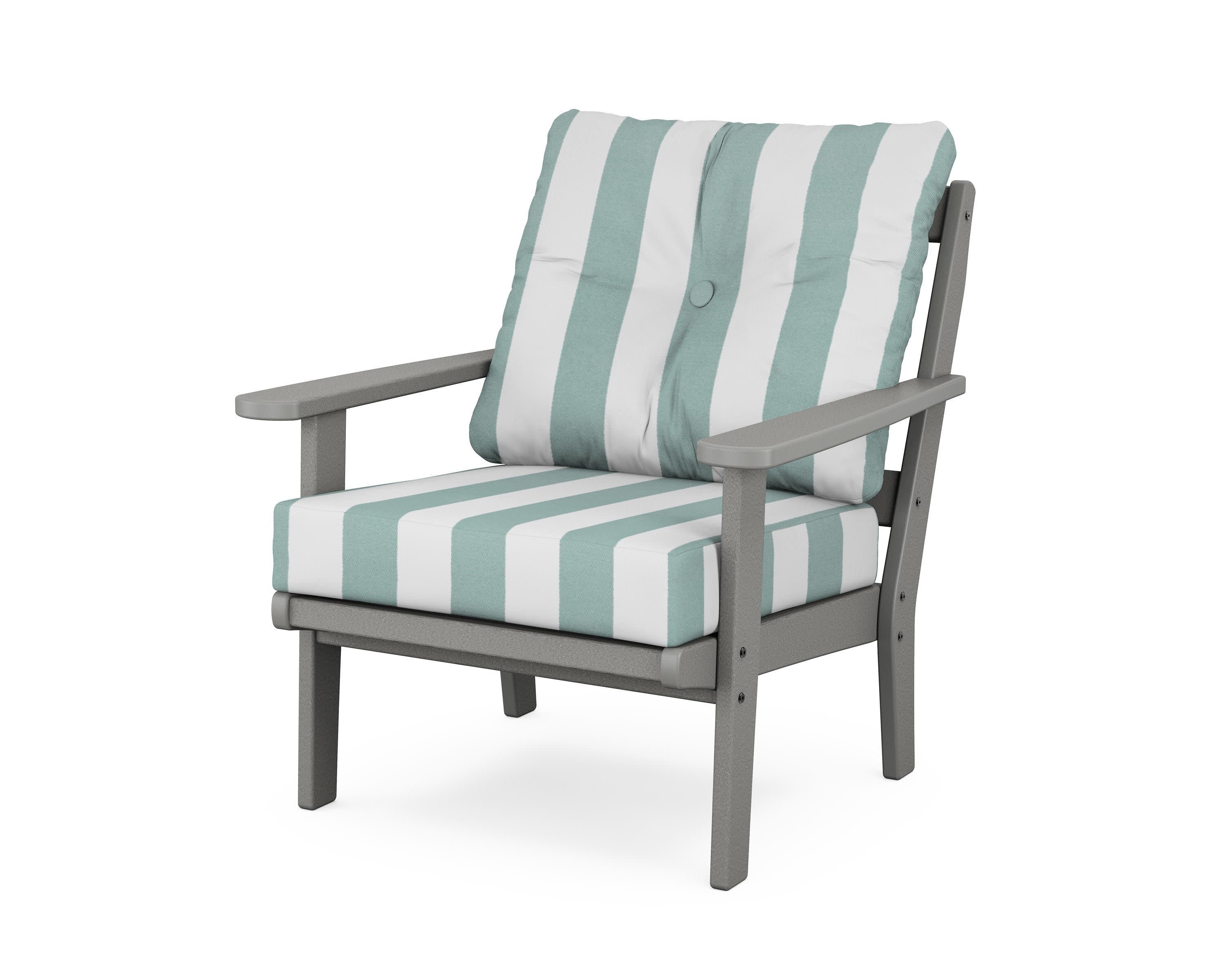 Mission Deep Seating Chair in Slate Grey / Cabana Stripe Glacier Spa
