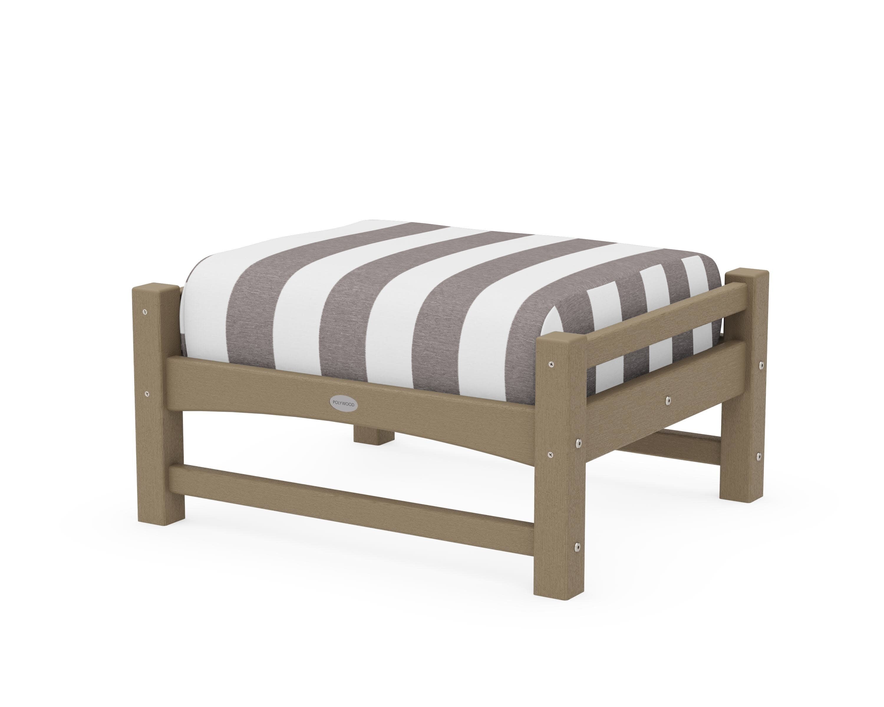 Club Ottoman in Vintage Sahara / Cabana Stripe Grey Mist