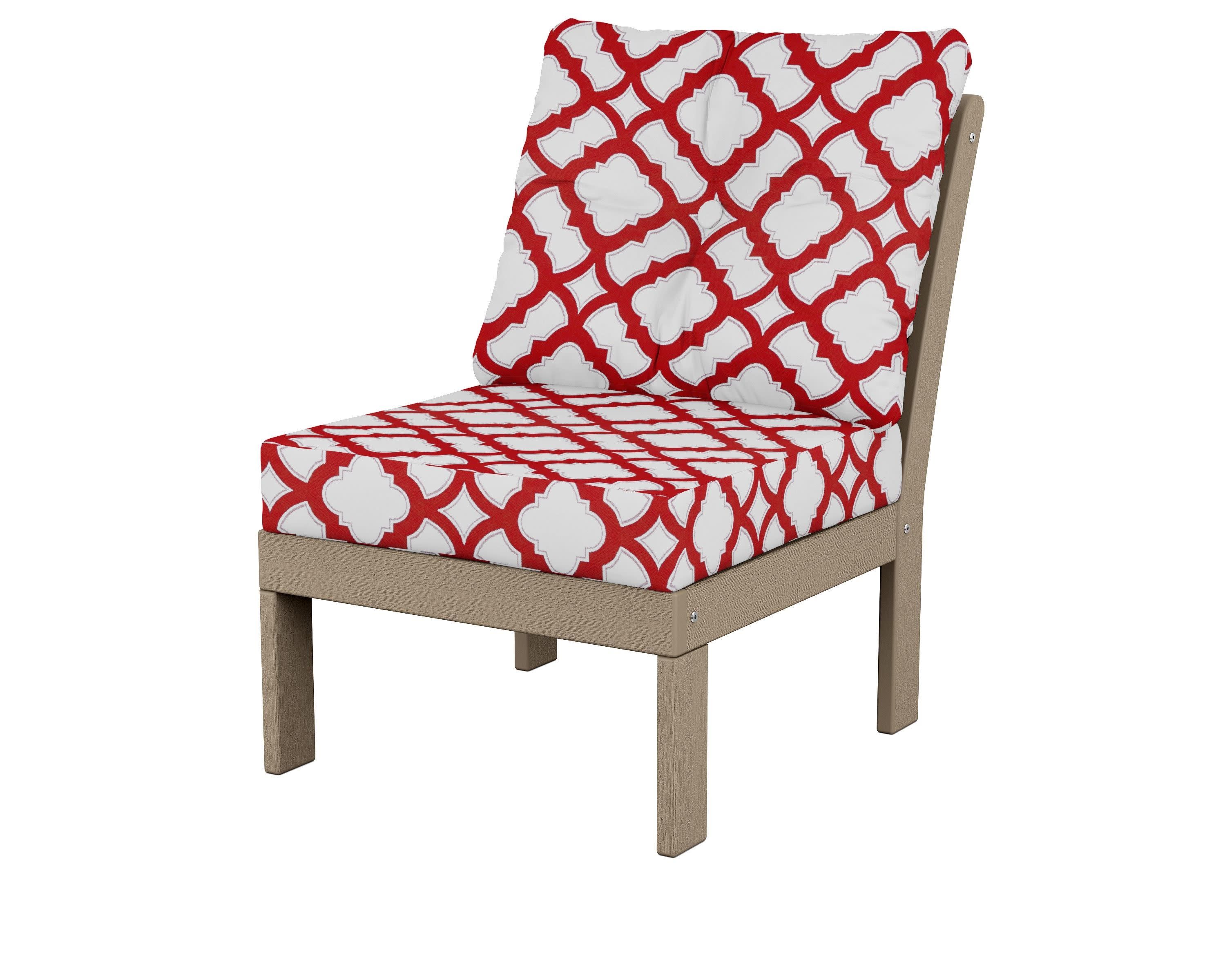 Vineyard Modular Armless Chair in Vintage Sahara / Trellis Crimson
