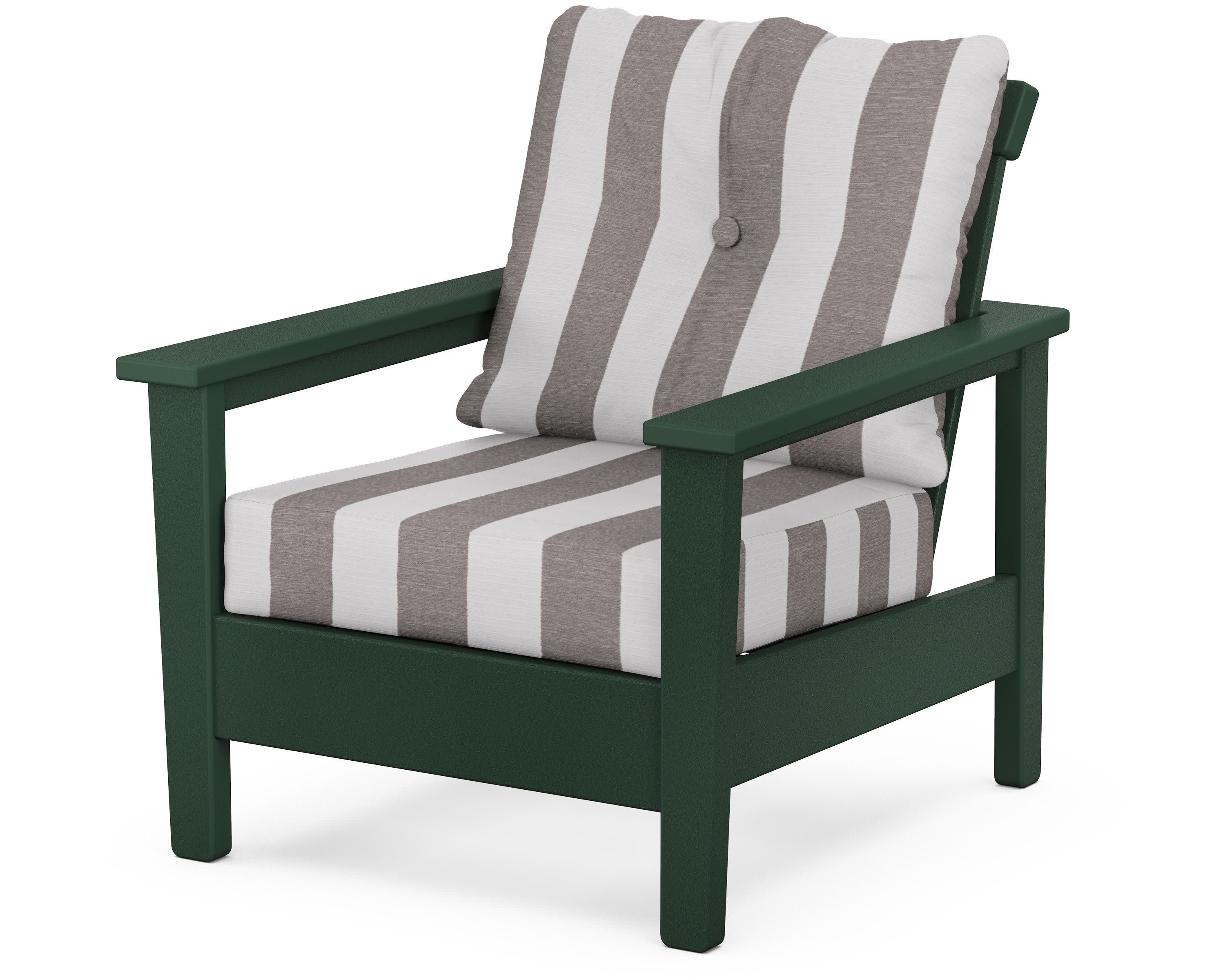 Prescott Deep Seating Chair in Green / Cabana Stripe Grey Mist