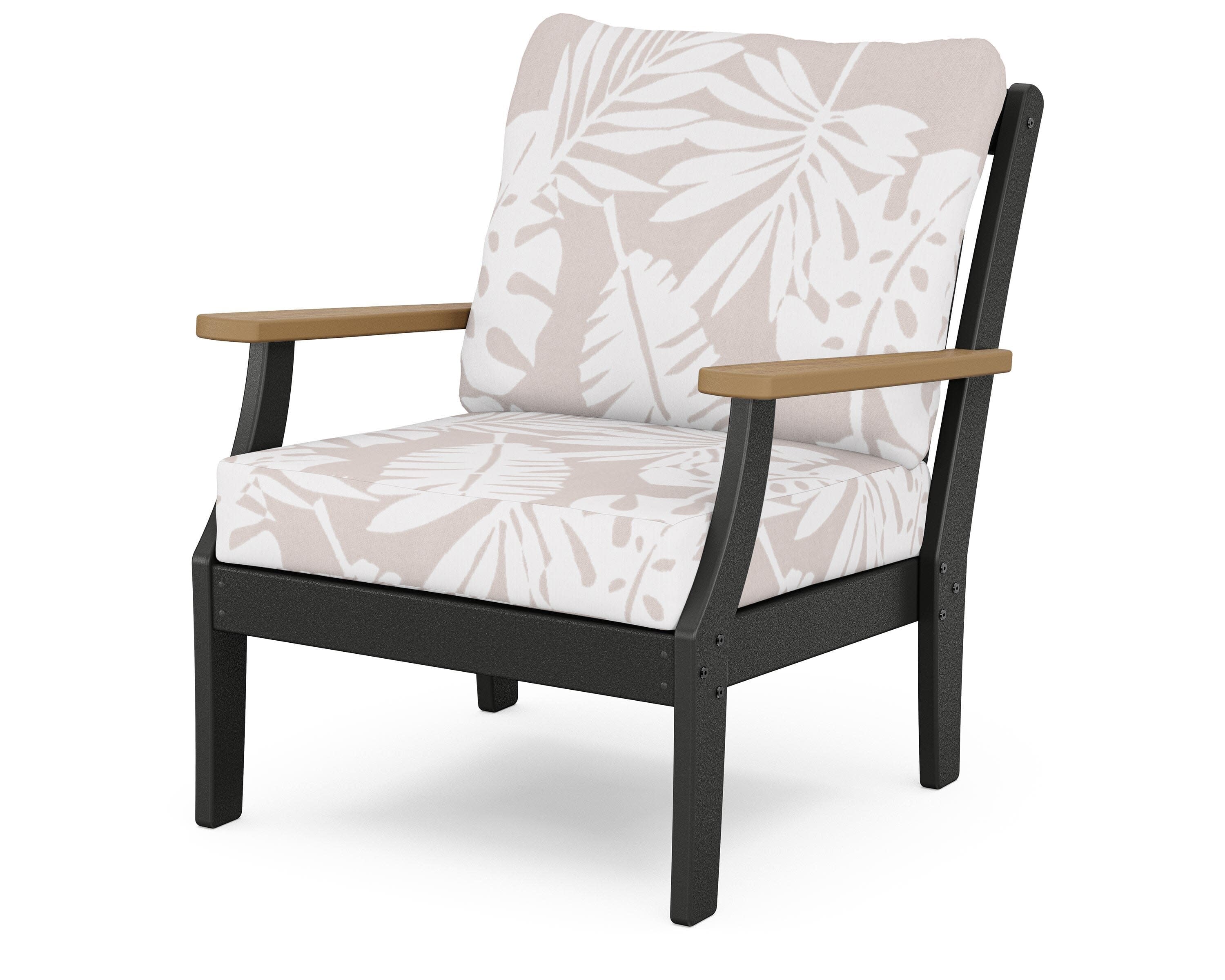 Braxton Deep Seating Chair in Black / Natural / Leaf Dune Burlap