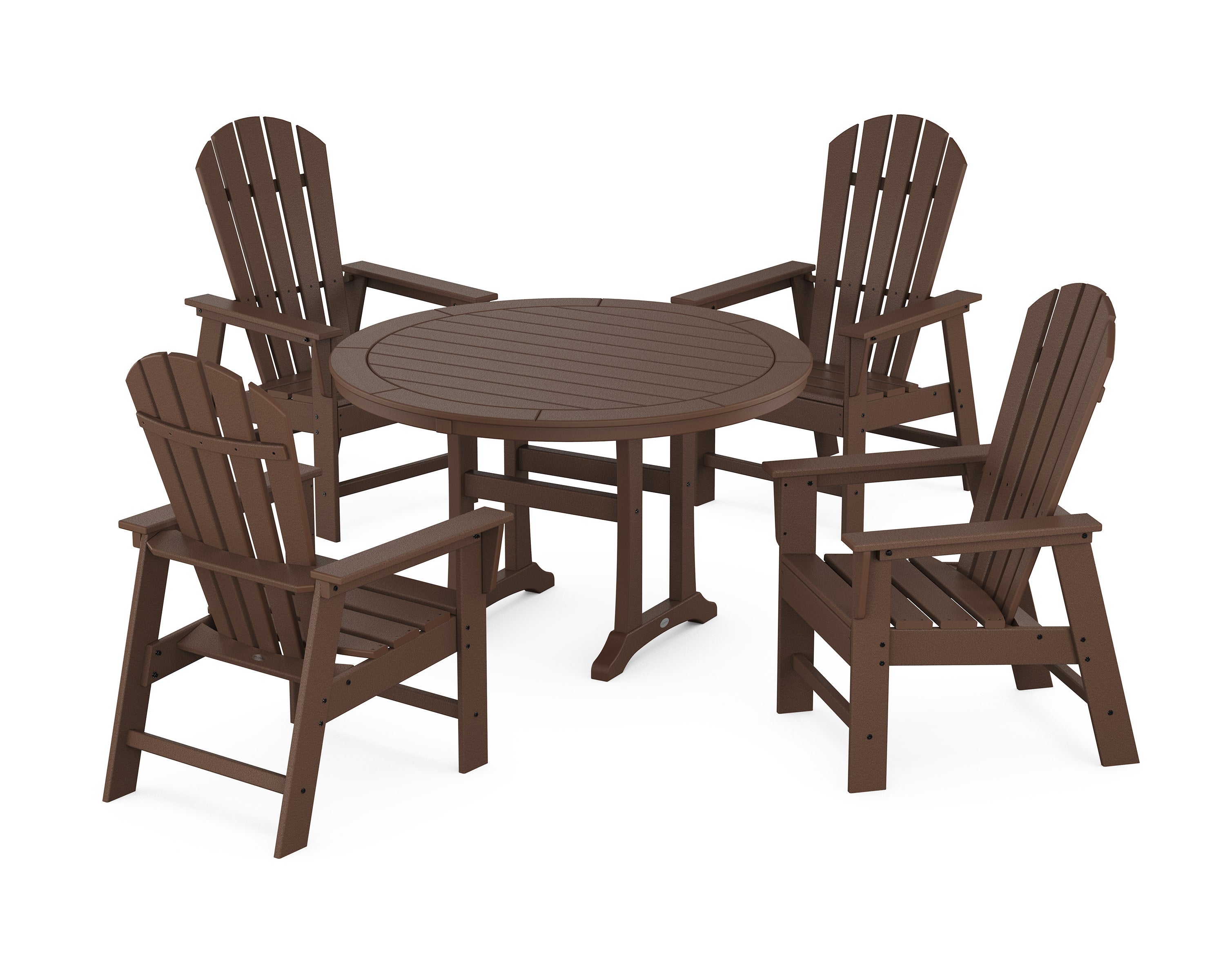South Beach 5-Piece Round Dining Set with Trestle Legs in Mahogany