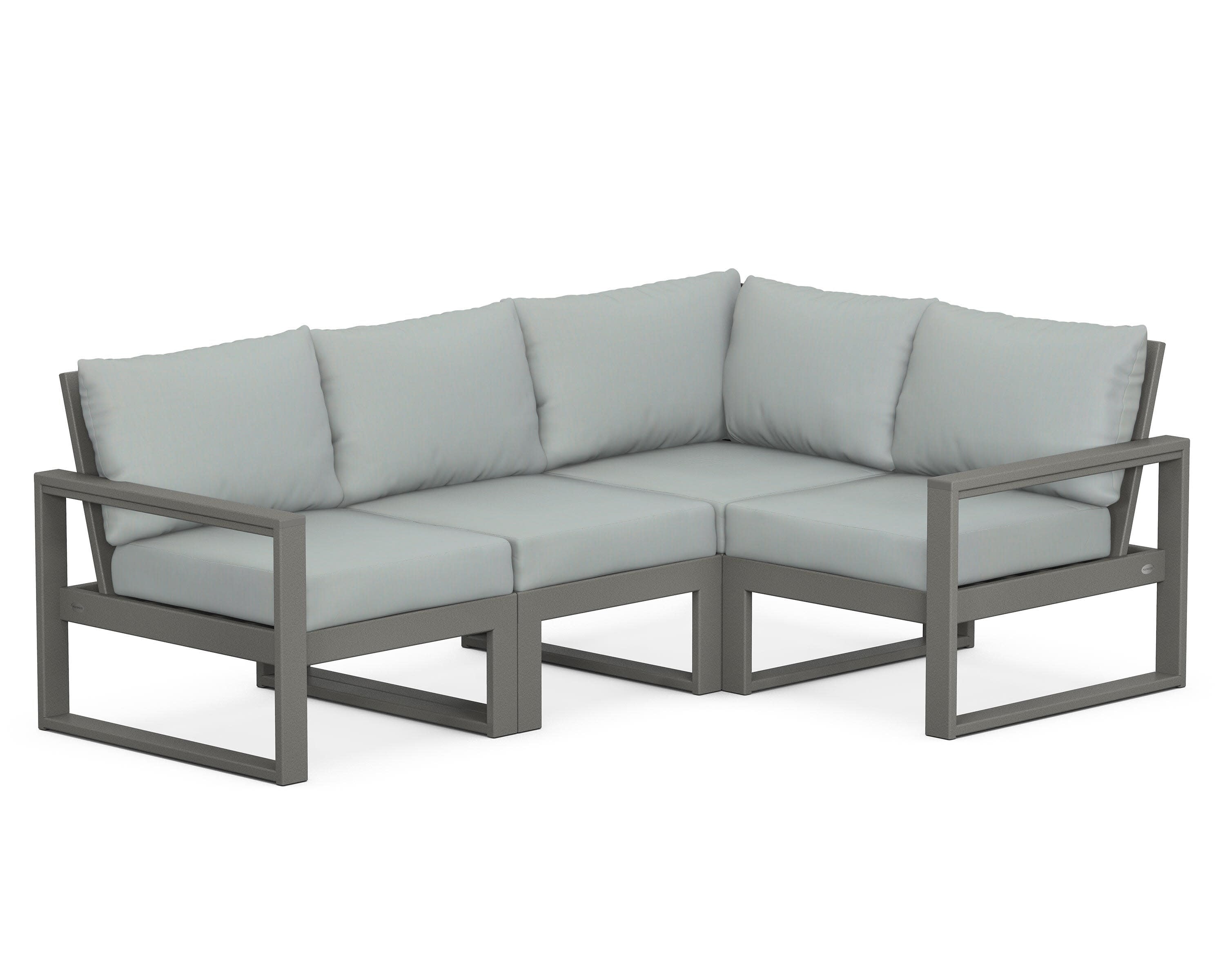 EDGE 4-Piece Modular Deep Seating Set in Slate Grey / Spa
