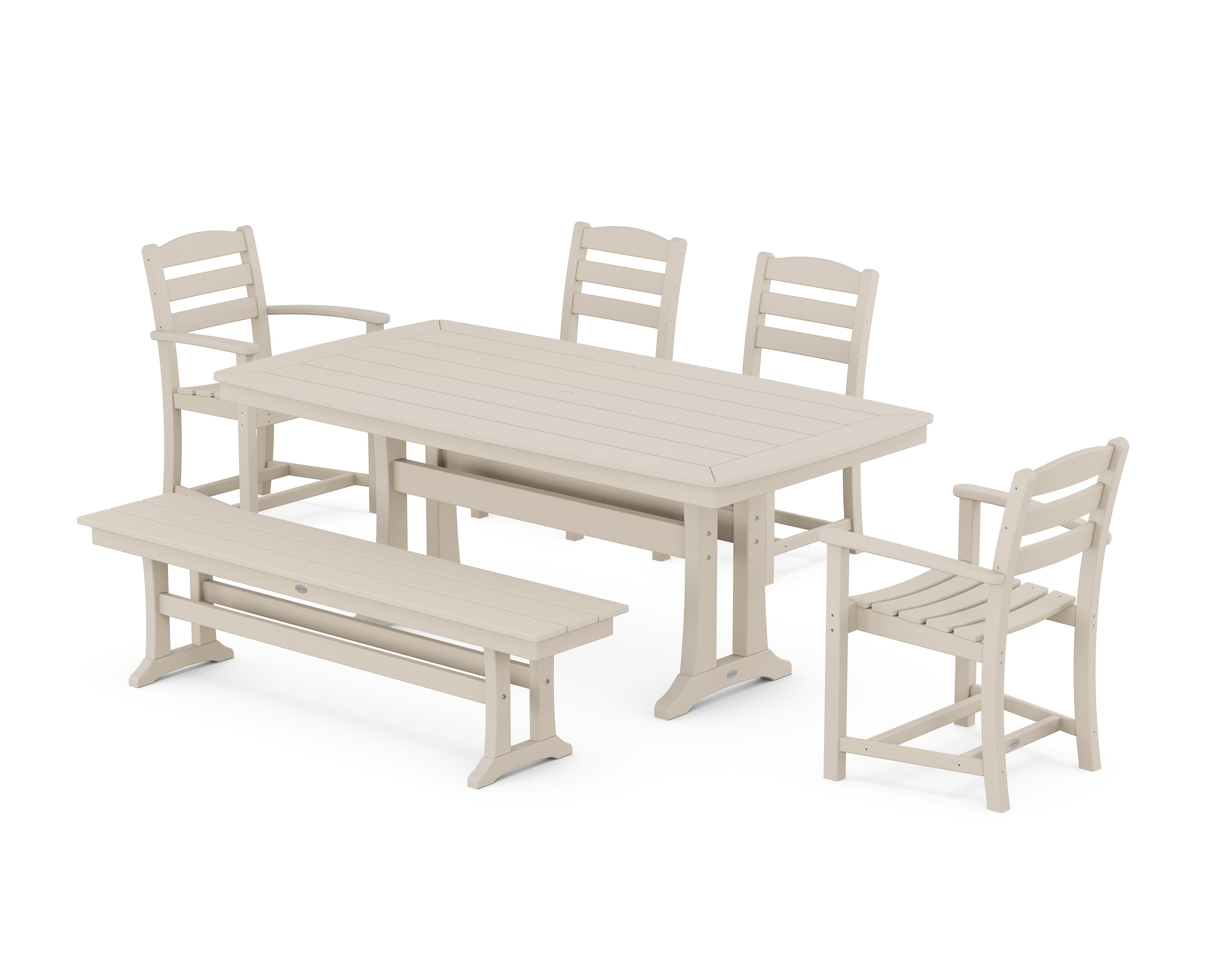 La Casa Cafe 6-Piece Dining Set with Trestle Legs in Sand