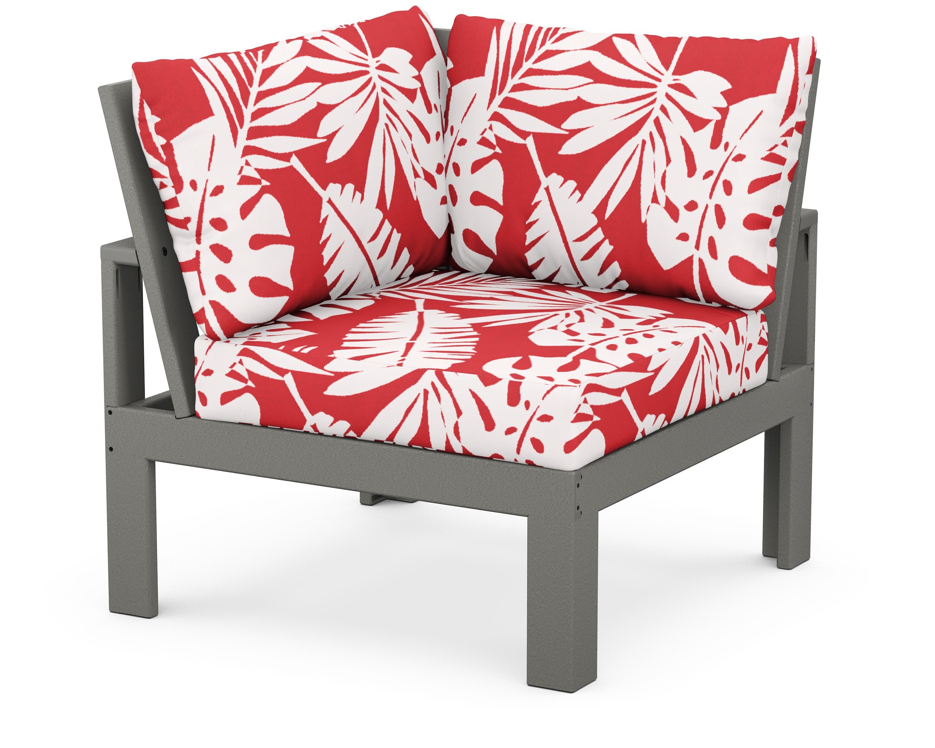 Modular Corner Chair in Slate Grey / Leaf Crimson