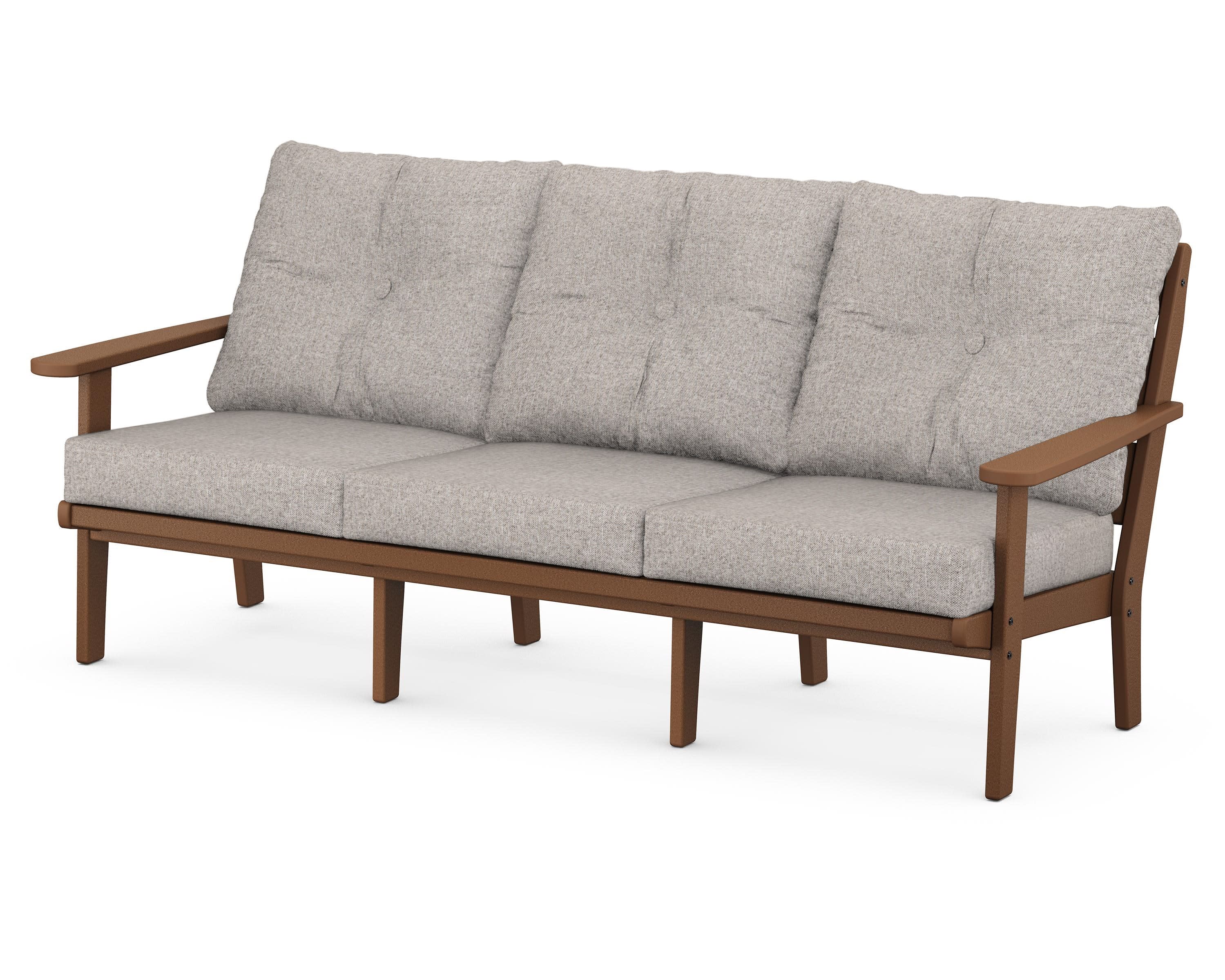 Lakeside Deep Seating Sofa in Teak / Weathered Tweed