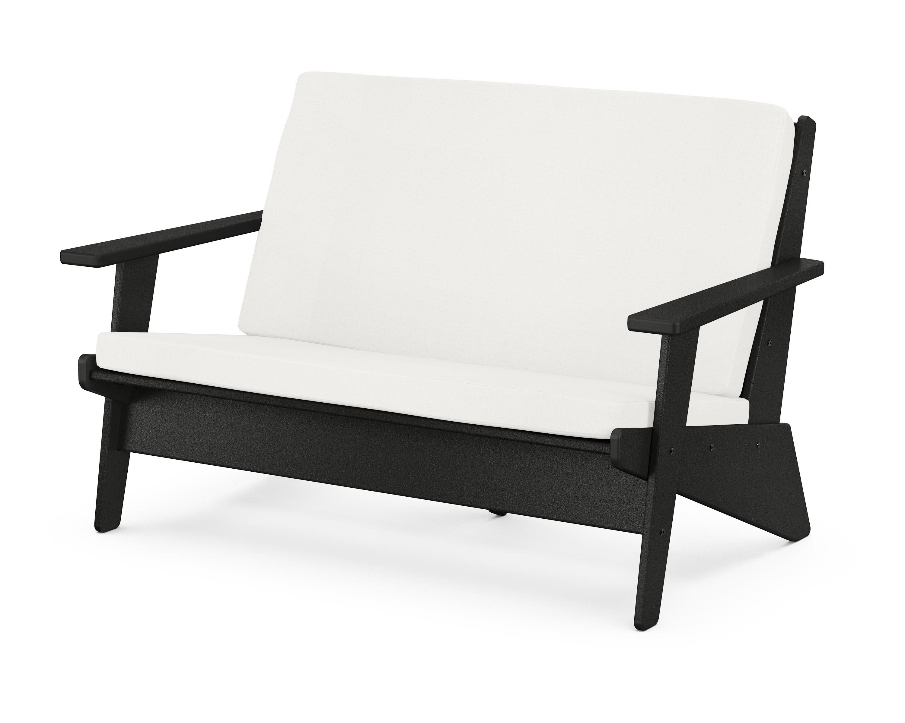 Riviera Modern Lounge Loveseat in Black / Natural Linen