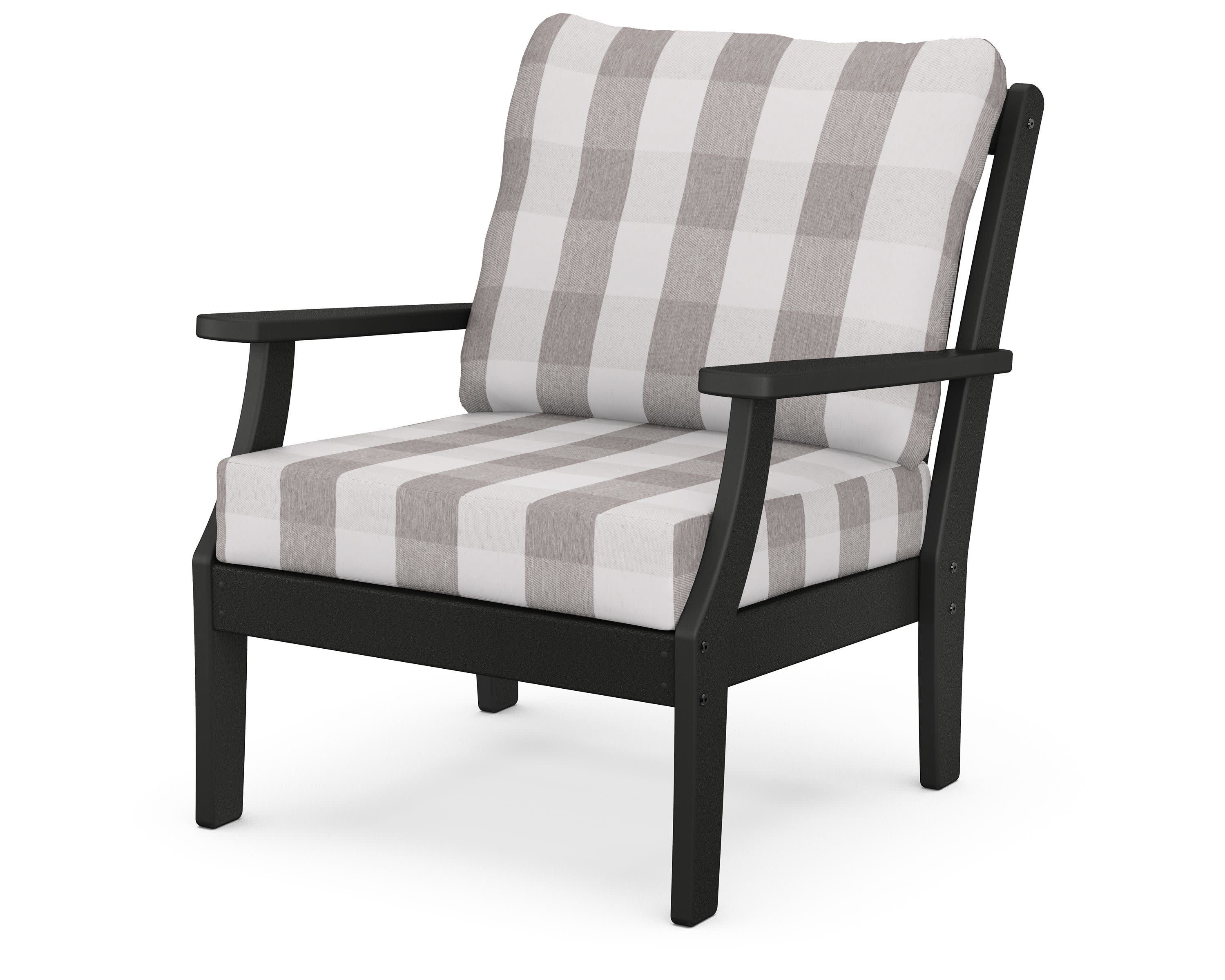Braxton Deep Seating Chair in Black / Buffalo Plaid Grey Mist