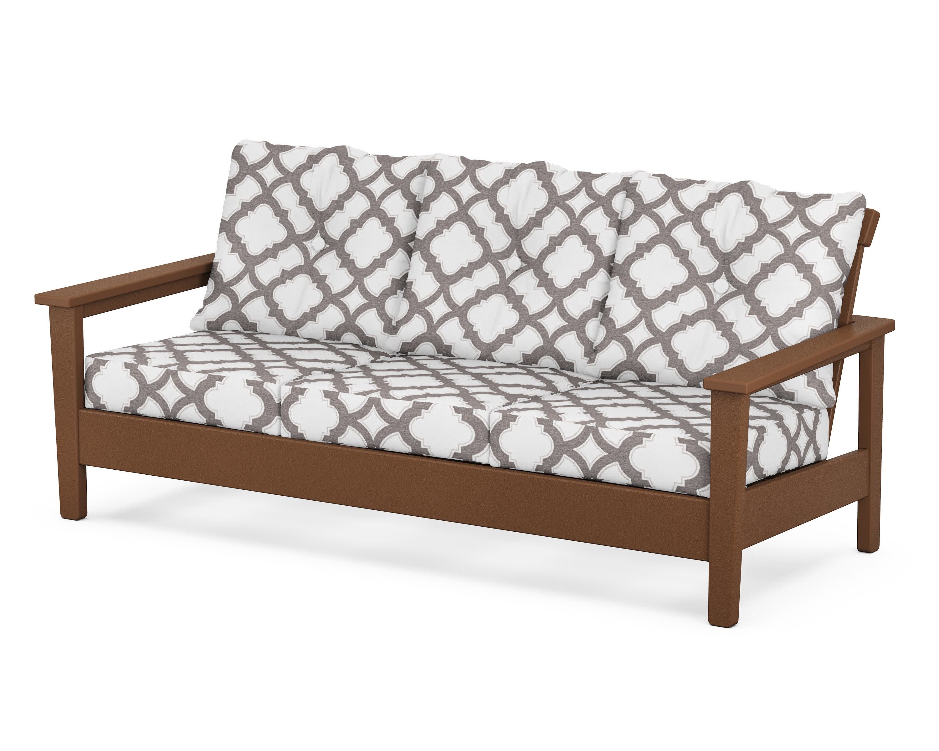 Prescott Deep Seating Sofa in Teak / Trellis Grey Mist