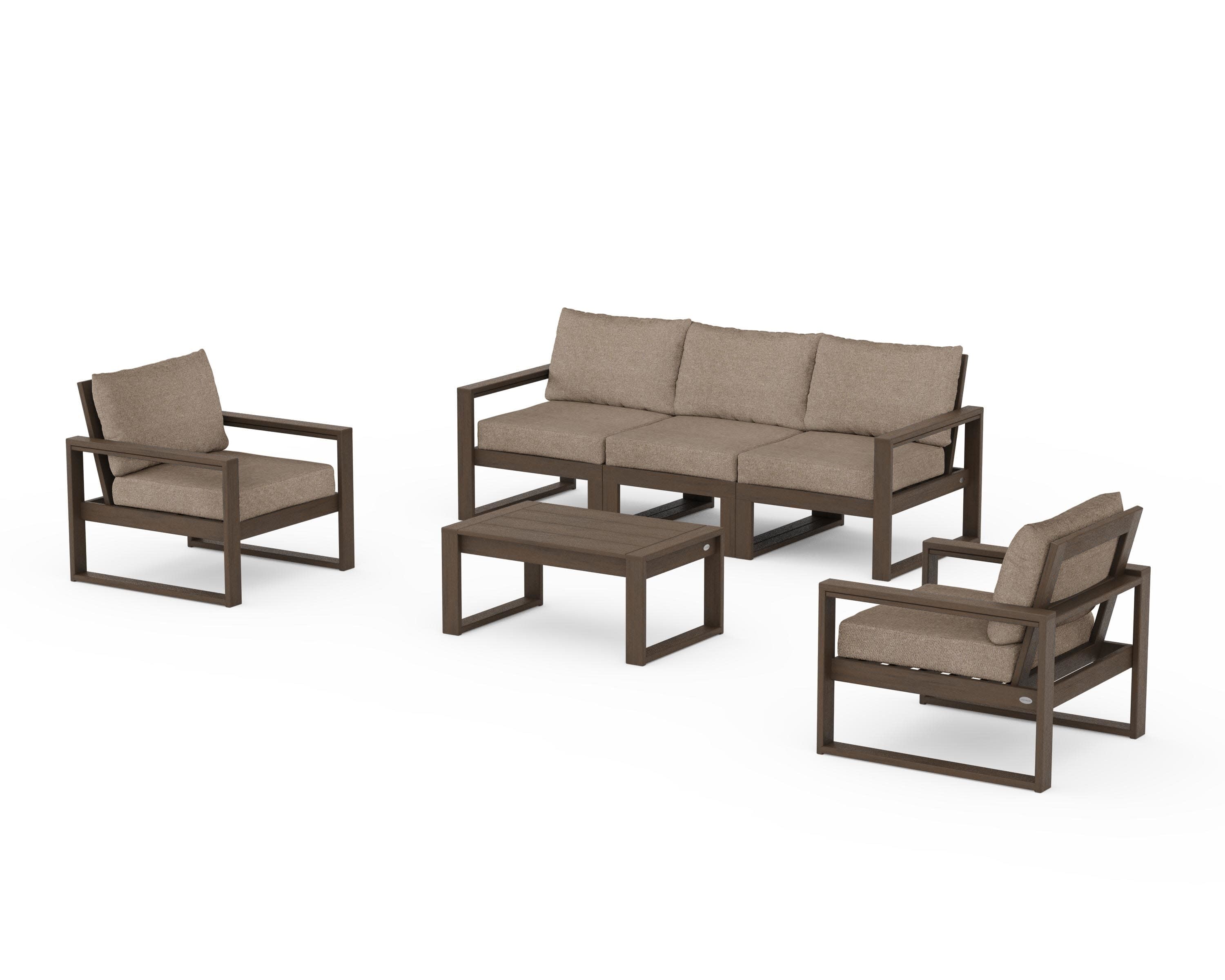 EDGE Sectional 4-Piece Deep Seating Set with Sofa in Kona / Spiced Burlap