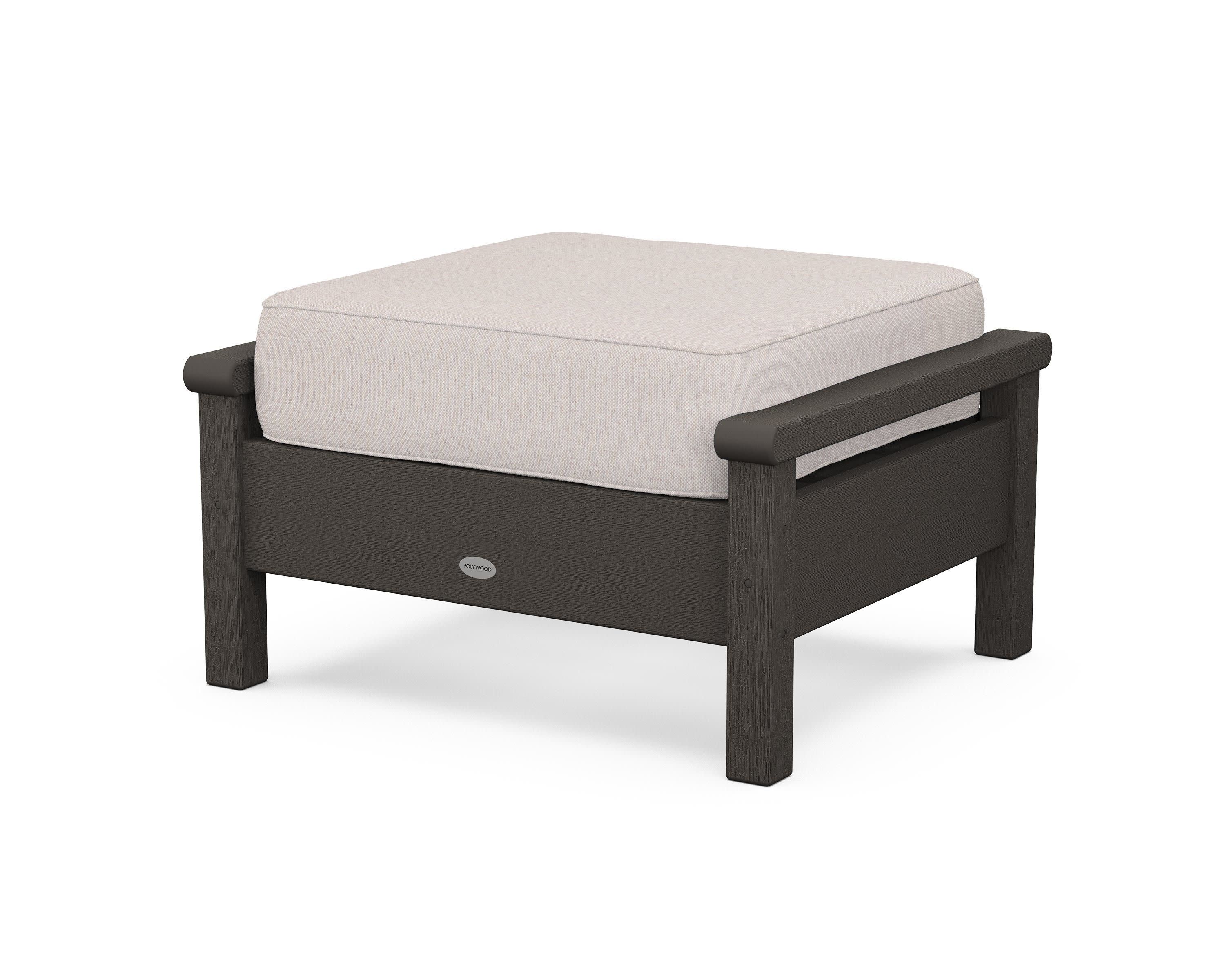 Harbour Deep Seating Ottoman in Vintage Coffee / Dune Burlap