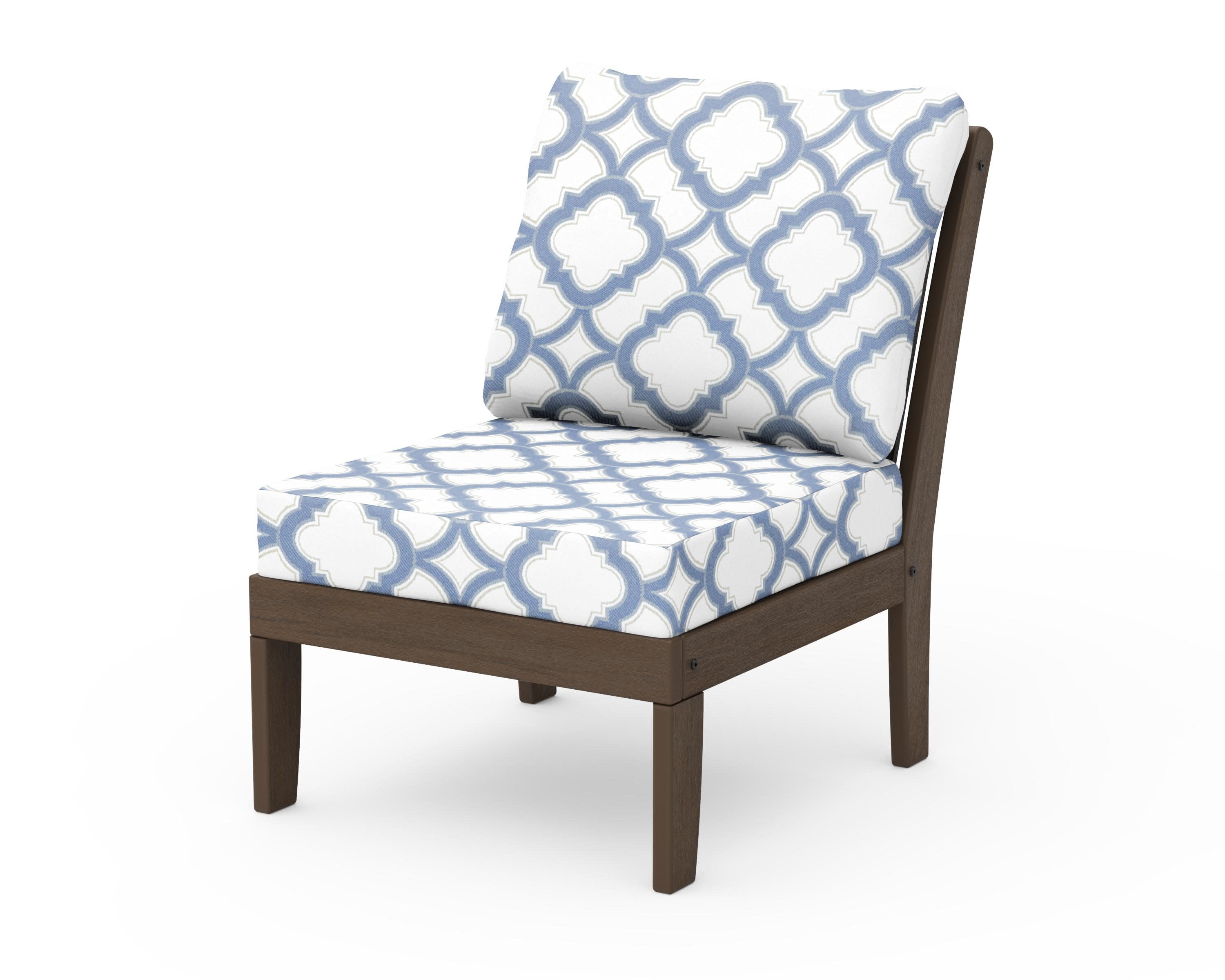 Braxton Modular Armless Chair in Kona / Trellis Sky Blue