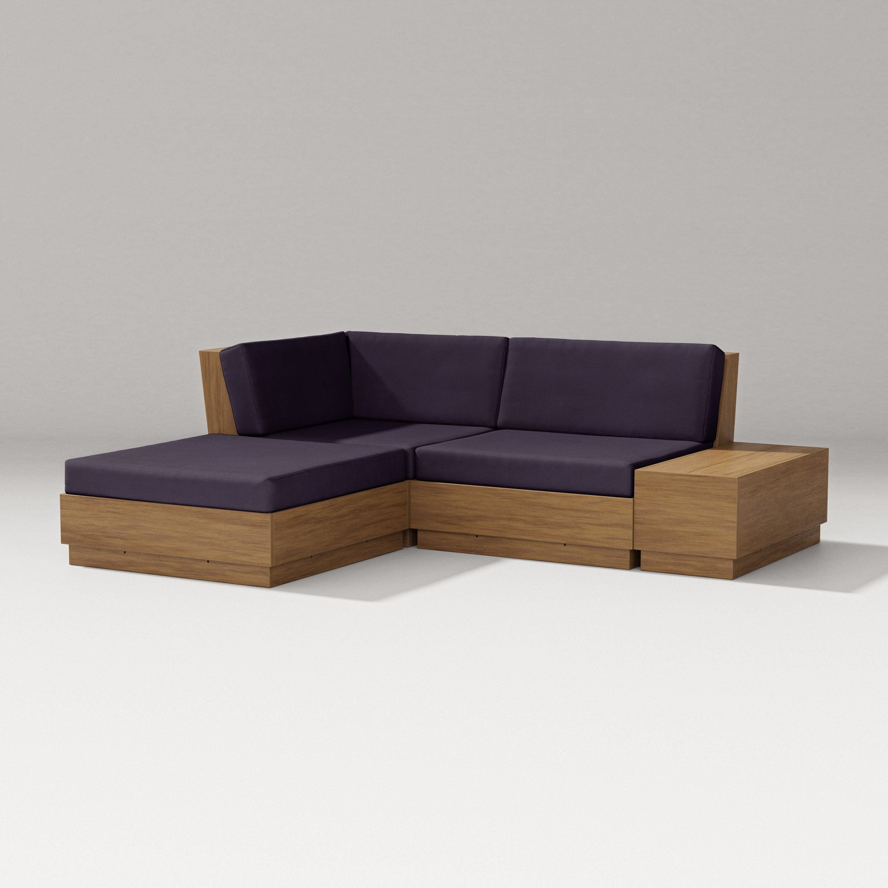 Elevate Loveseat Sectional with Chaise in Natural / Navy Linen