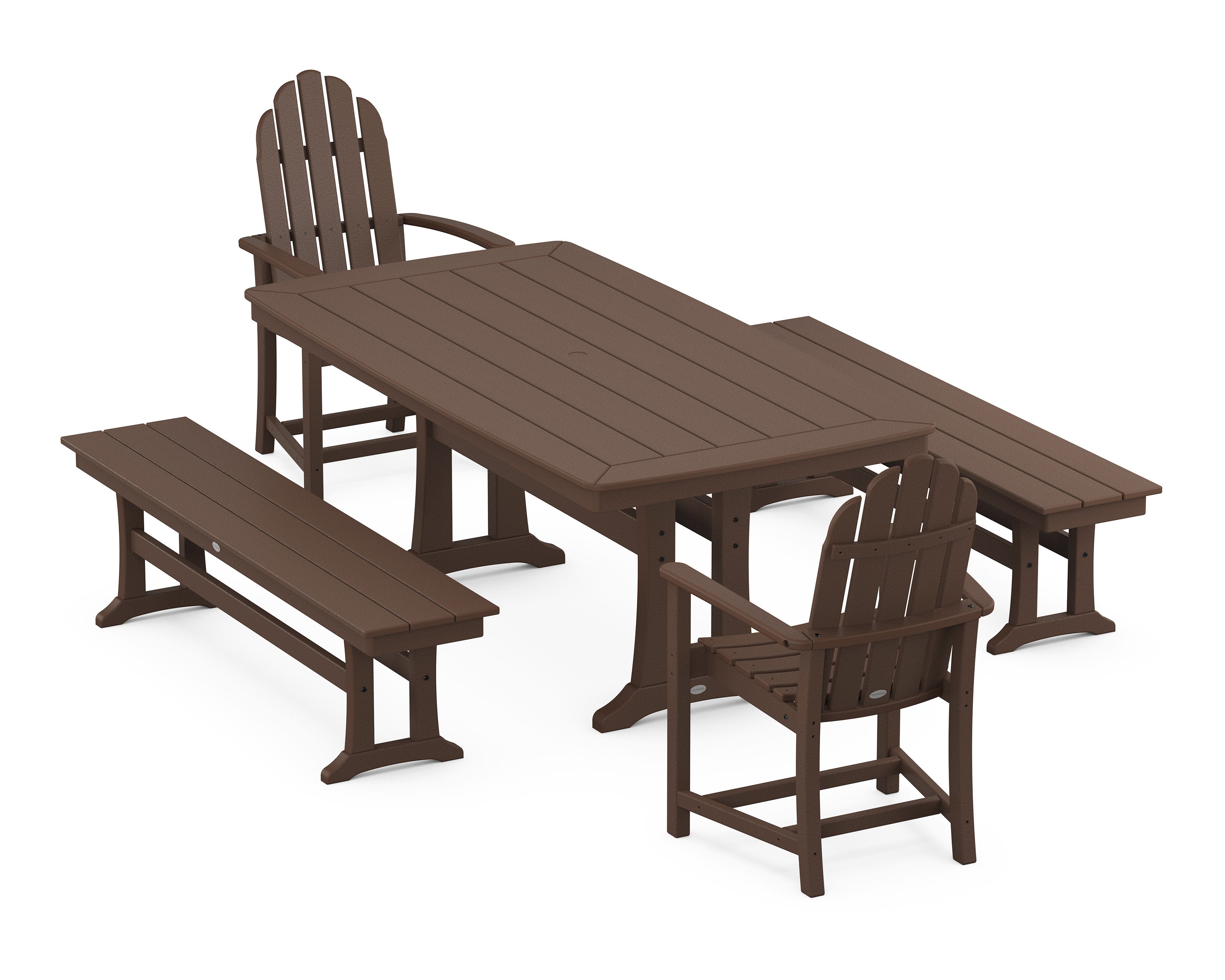 Classic Adirondack 5-Piece Dining Set with Trestle Legs in Mahogany