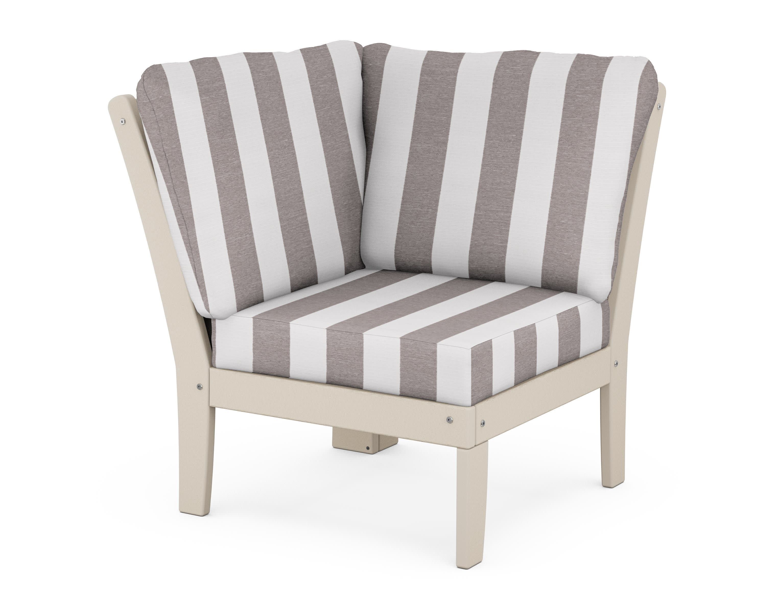 Braxton Modular Corner Chair in Sand / Cabana Stripe Grey Mist